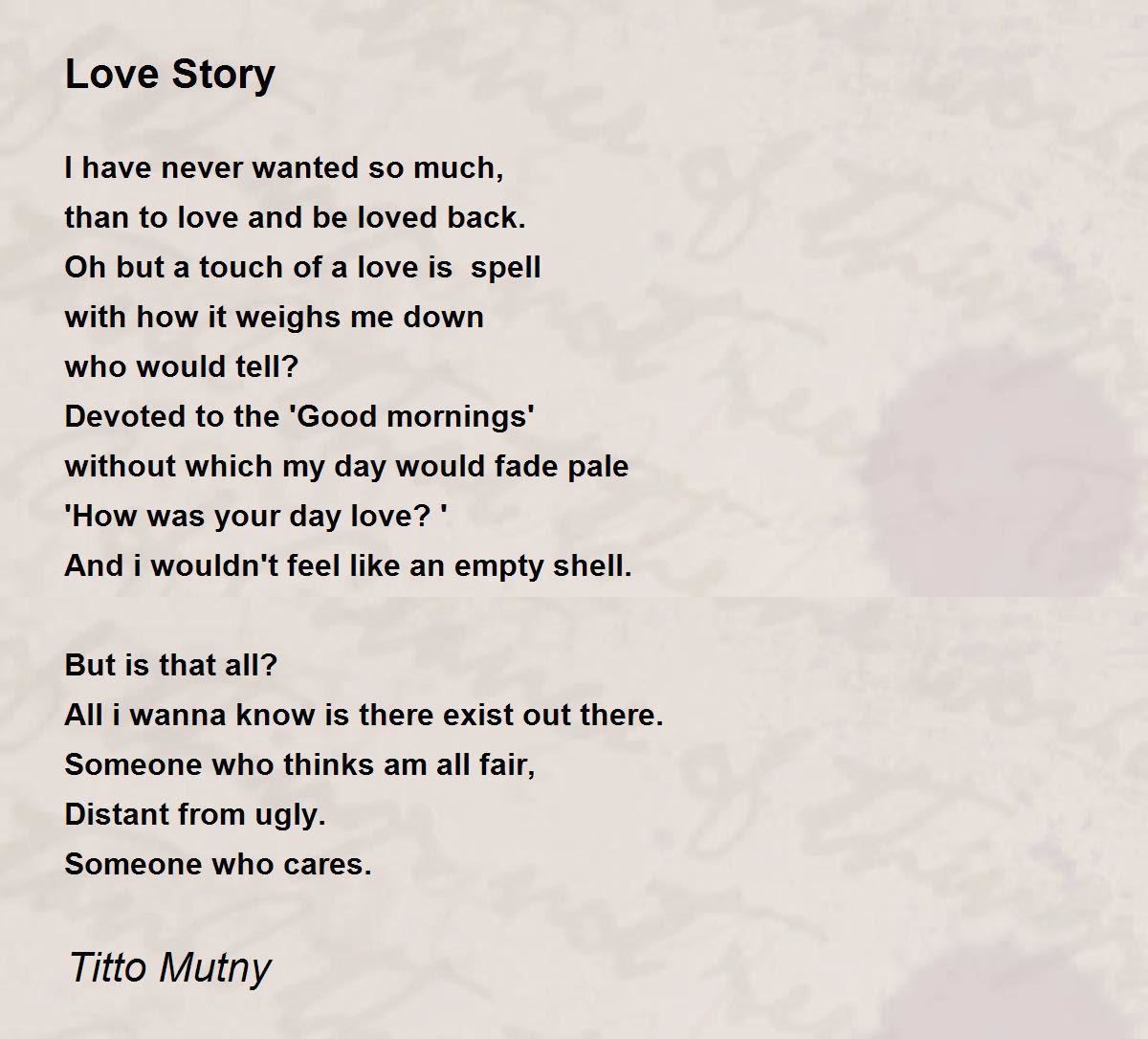 Love Story Poem By Titto Mutny Poem Hunter