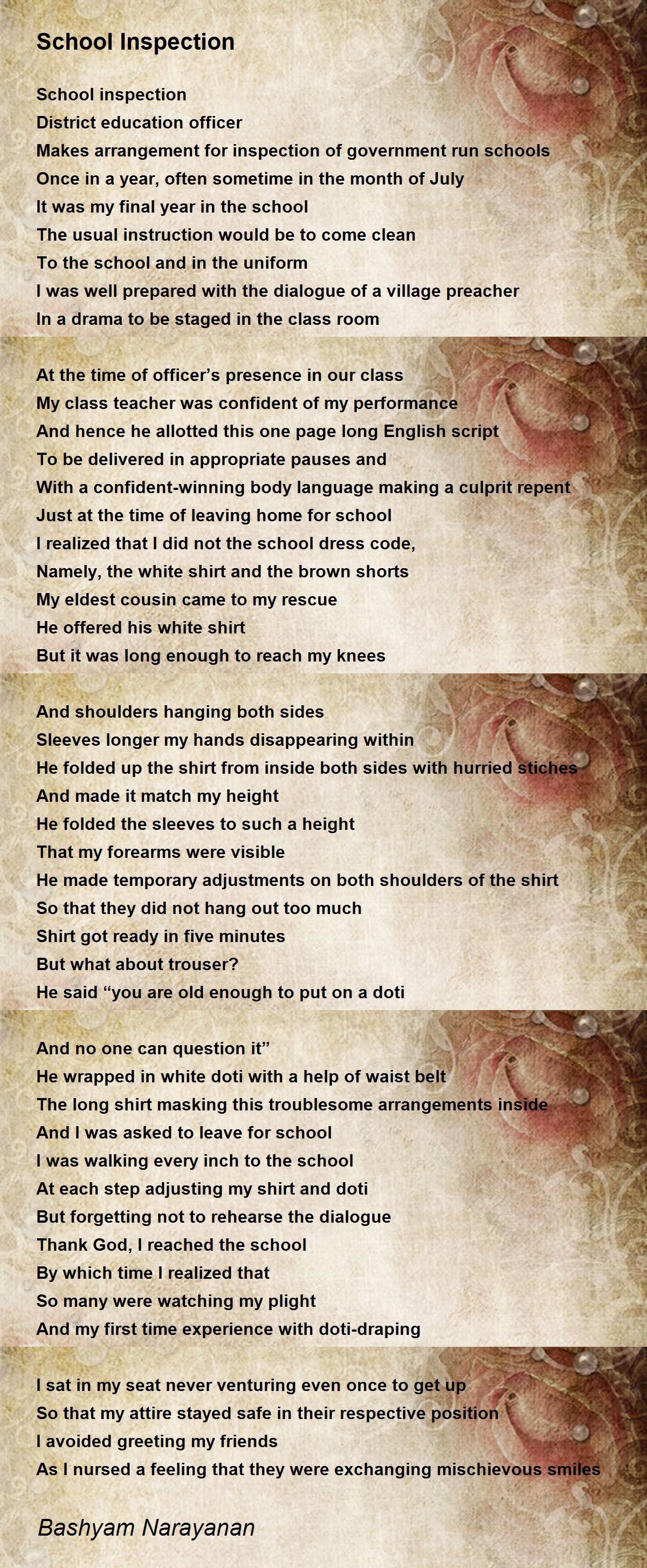 School Inspection School Inspection Poem by Bashyam Narayanan