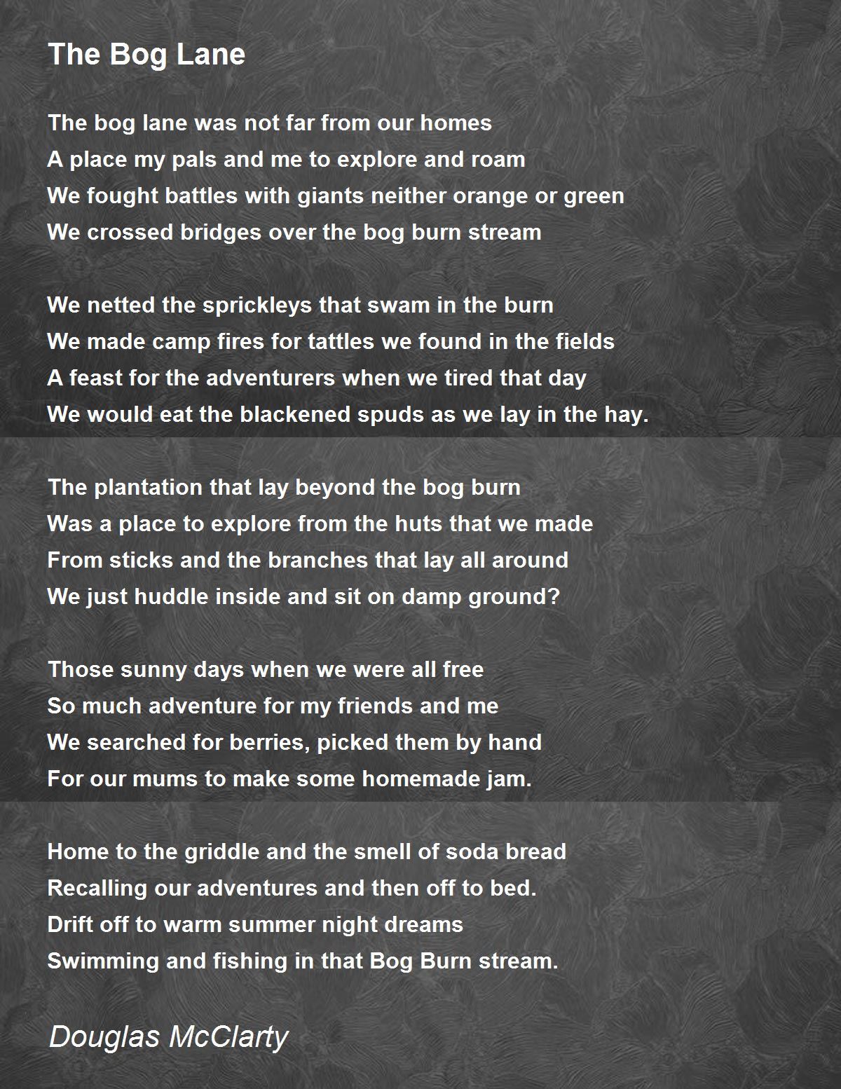 The Bog Lane The Bog Lane Poem by Douglas McClarty