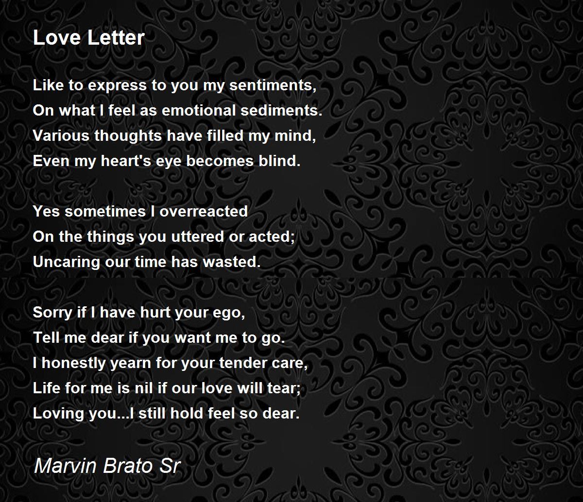 Love Letter Love Letter Poem By Marvin Brato Sr