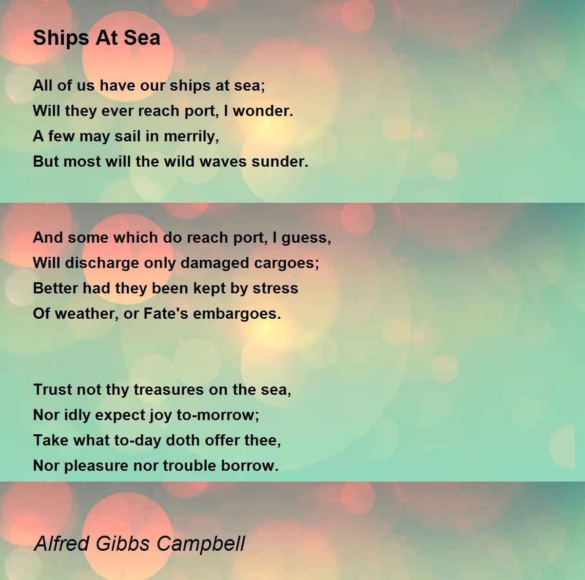 Ships At Sea by Alfred Gibbs Campbell Ships At Sea Poem
