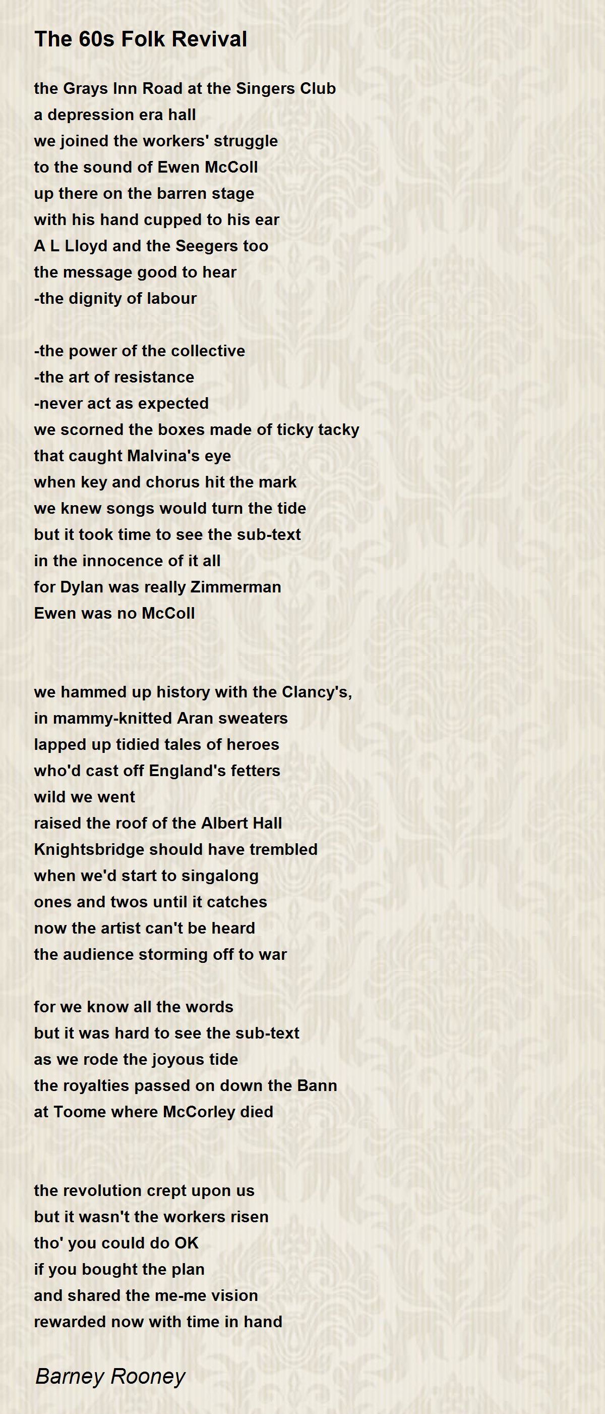 The 60s Folk Revival by Barney Rooney The 60s Folk Revival Poem