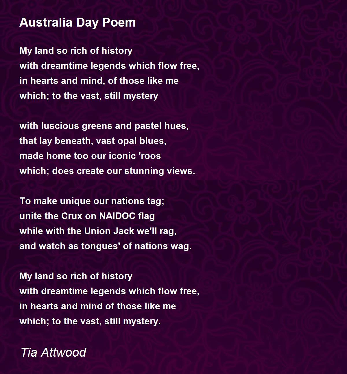 Australia Day Poem Day Poem Poem by Tia Attwood