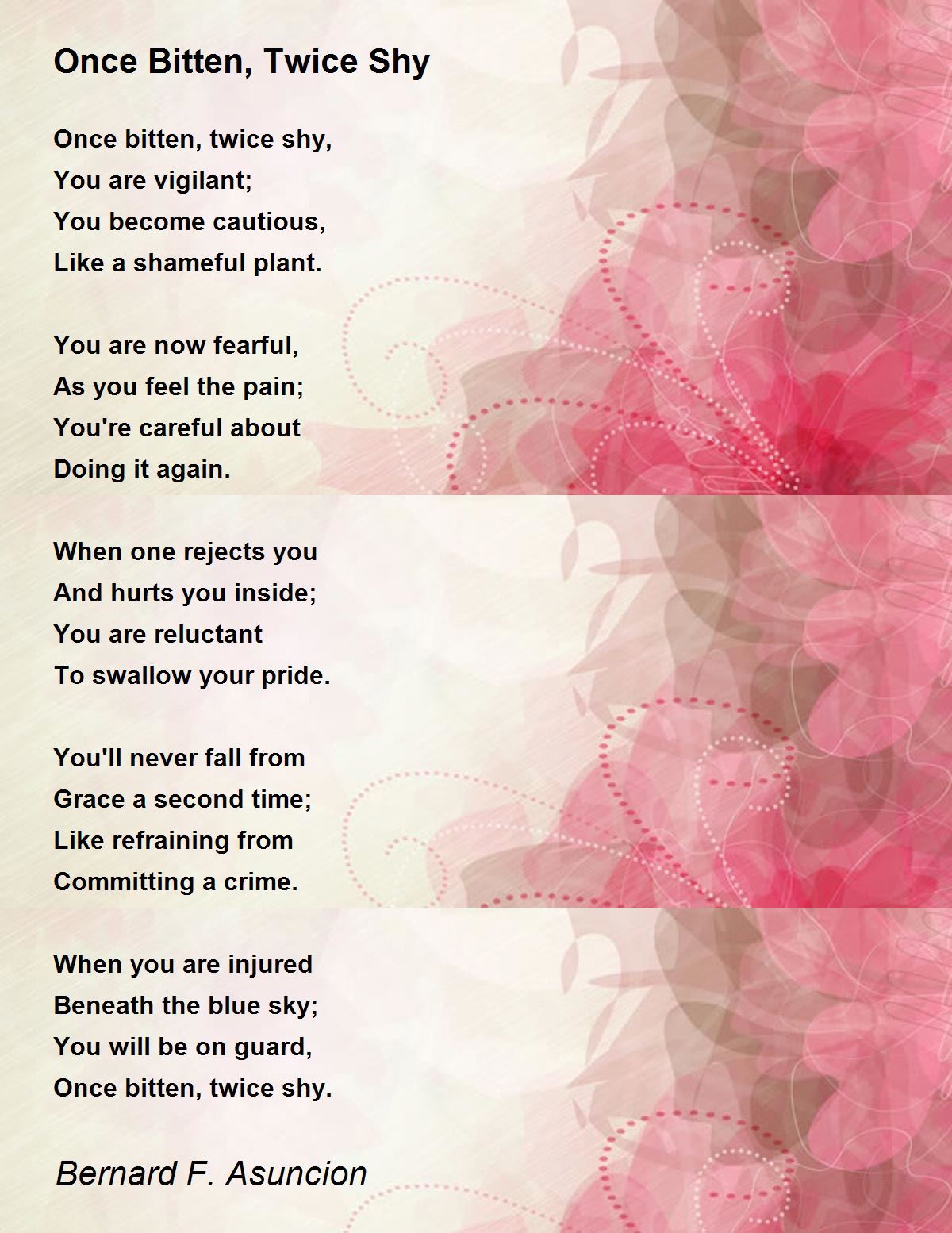 Once Bitten Twice Shy 3 Poems Poems For Once Bitten Twice Shy 3 Poem Hunter