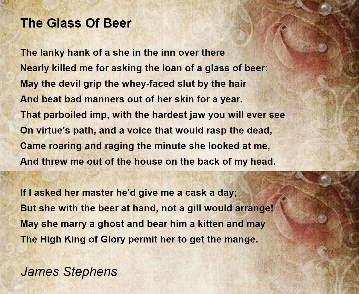 a glass of beer poem analysis