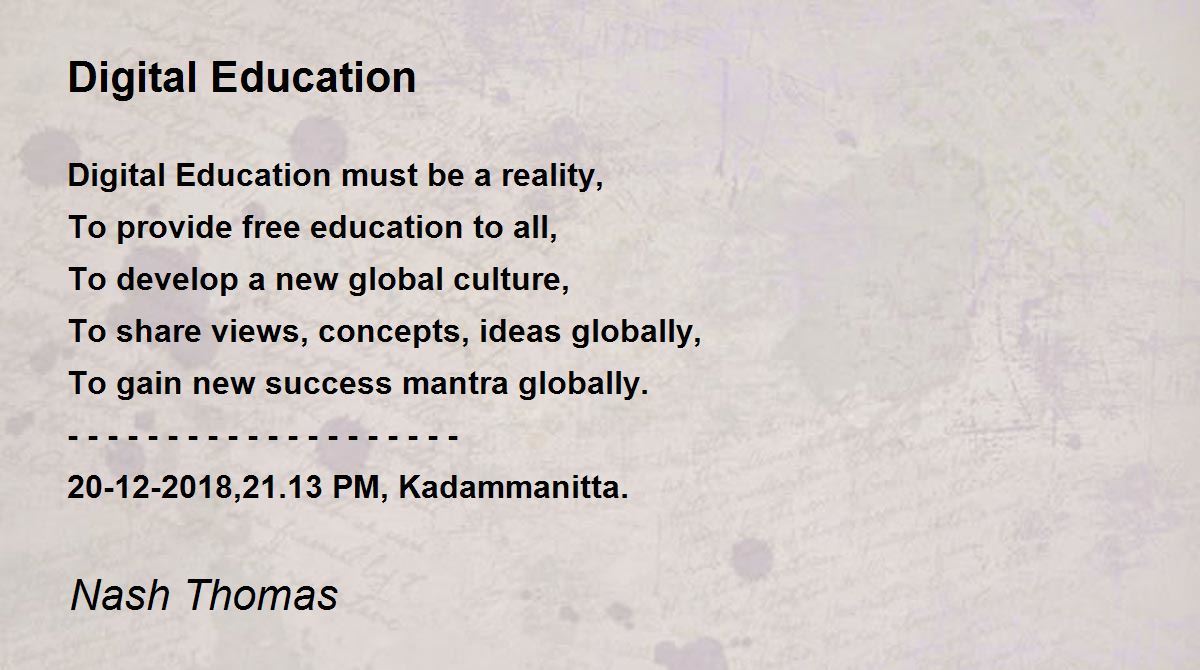 Digital Education Digital Education Poem by Nash Thomas