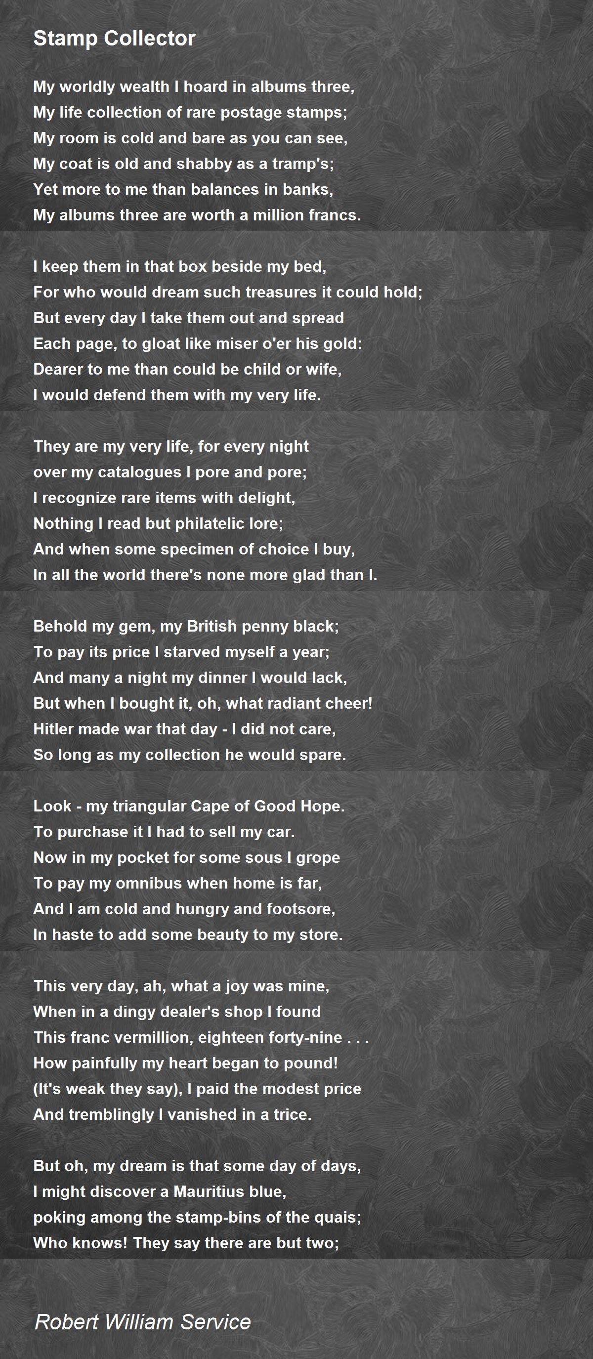 Stamp Collector Stamp Collector Poem by Robert William Service