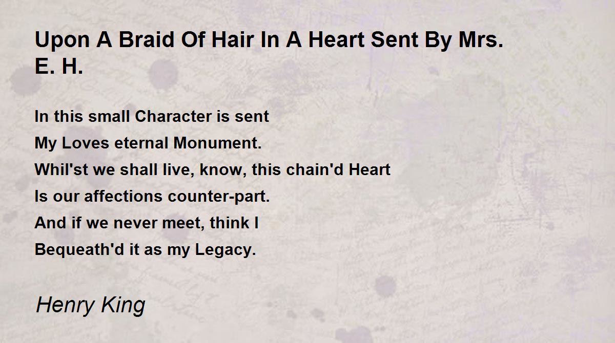 Upon A Braid Of Hair In A Heart Sent By Mrs. E. H. Upon A Braid Of