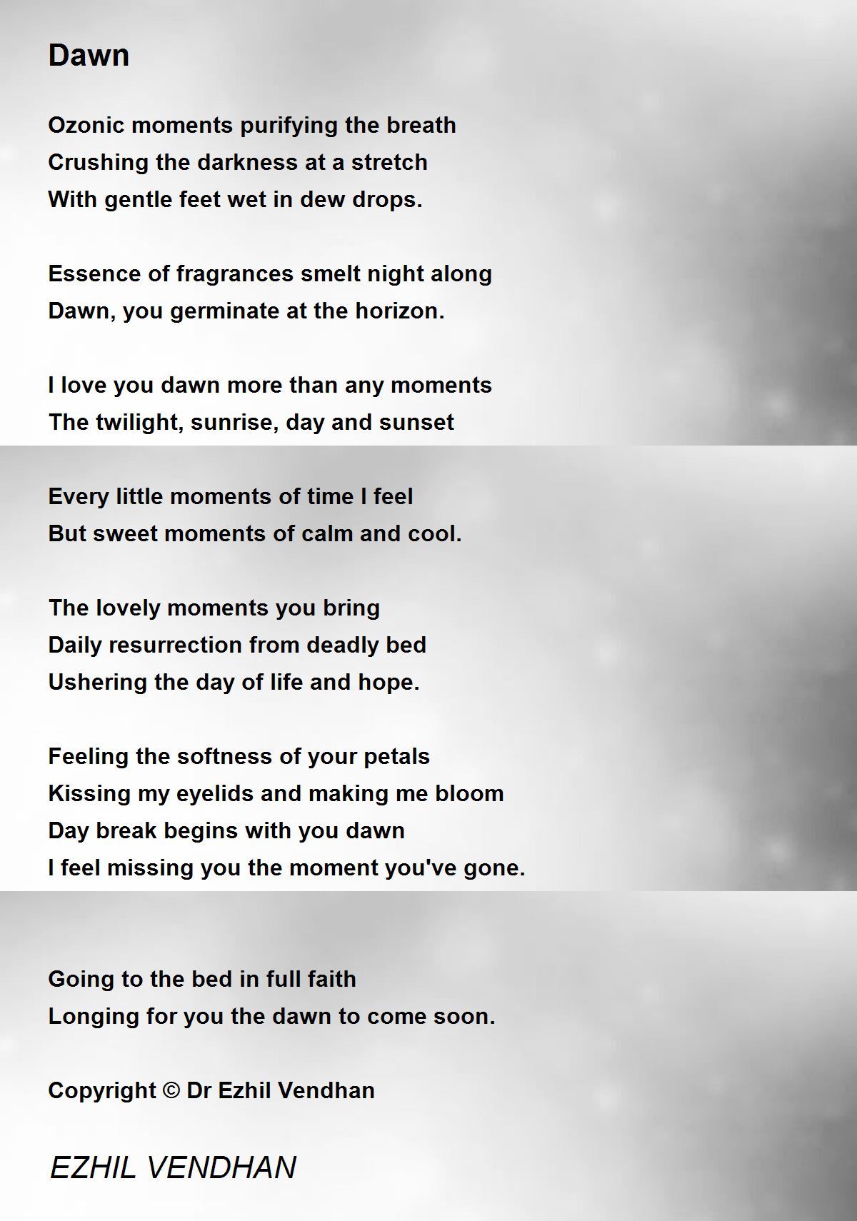 Dawn Dawn Poem by EZHIL VENDHAN