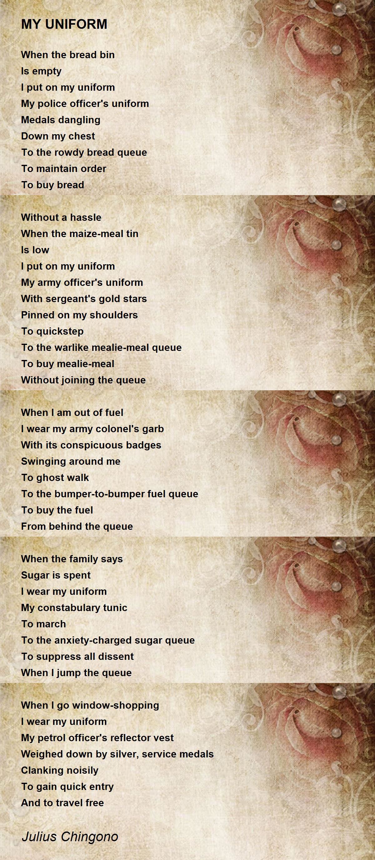 MY UNIFORM MY UNIFORM Poem by Julius Chingono