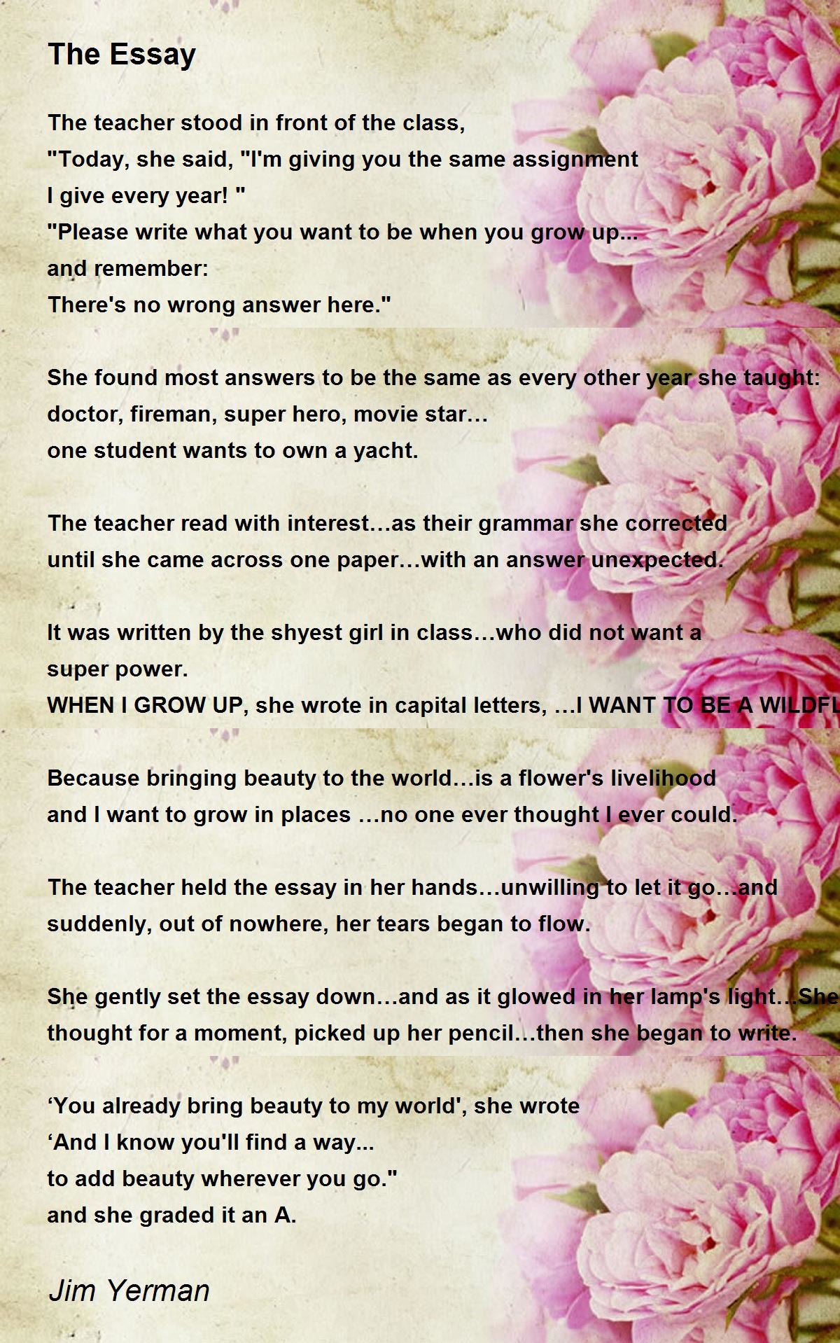 The Essay By Jim Yerman The Essay Poem