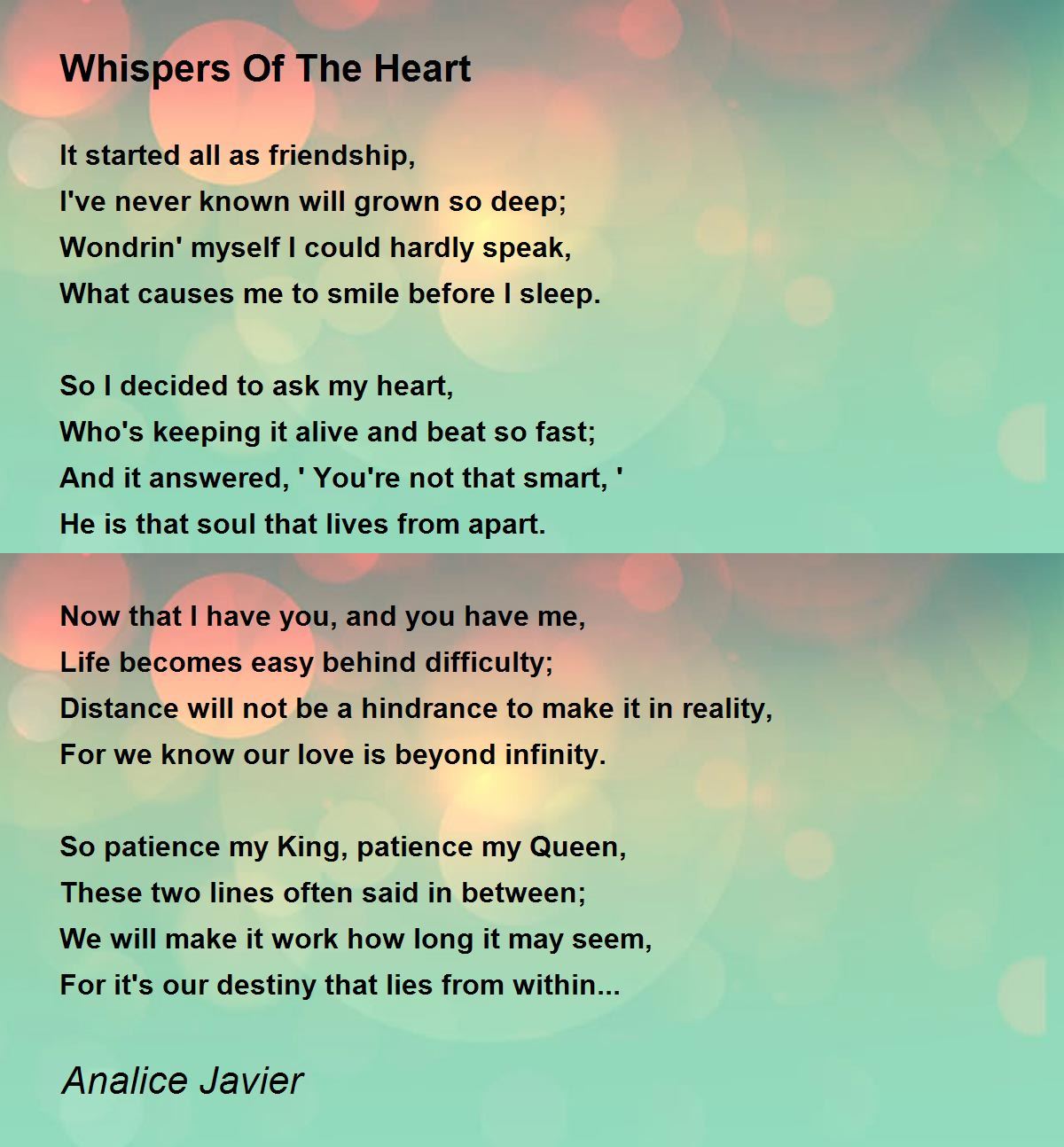 Whispers Of The Heart Whispers Of The Heart Poem by Analice Javier