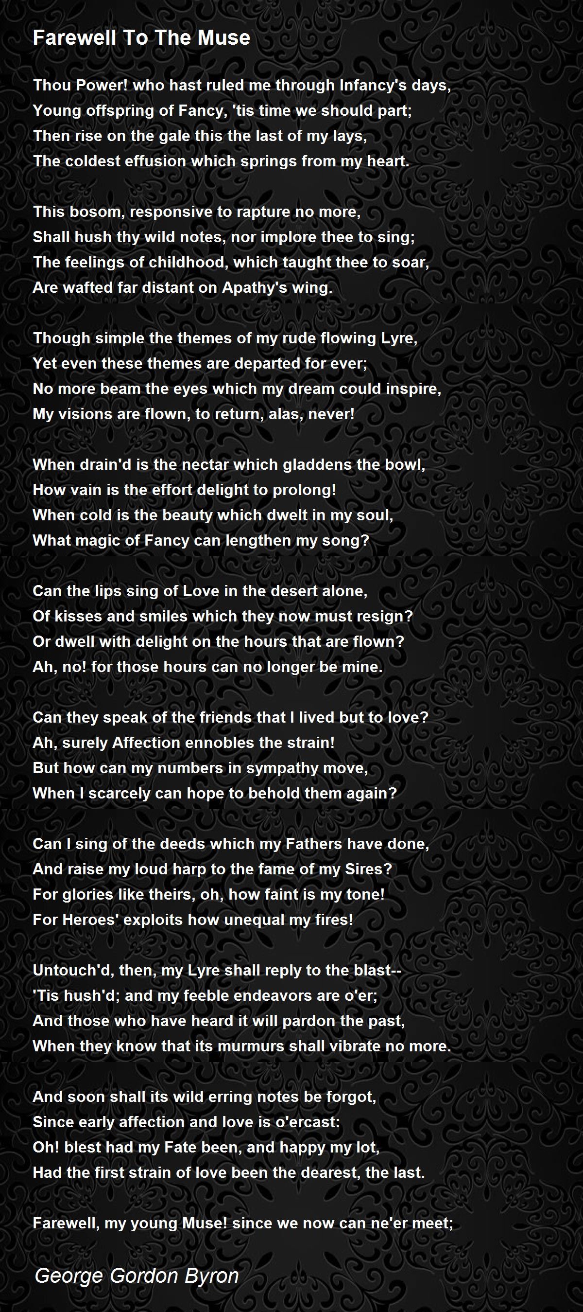 Farewell To The Muse - Farewell To The Muse Poem by George Gordon Byron
