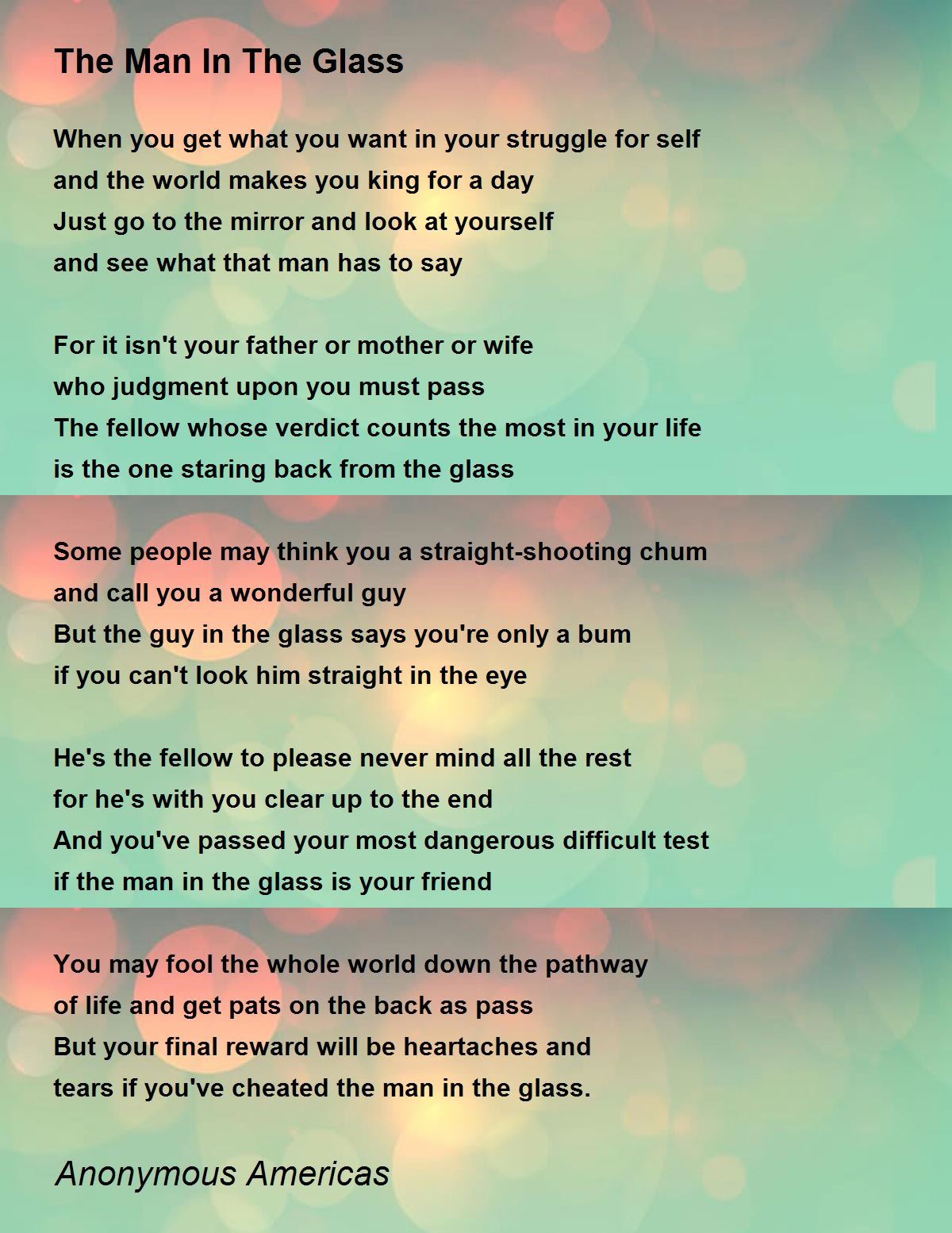 the man in the mirror poem meaning