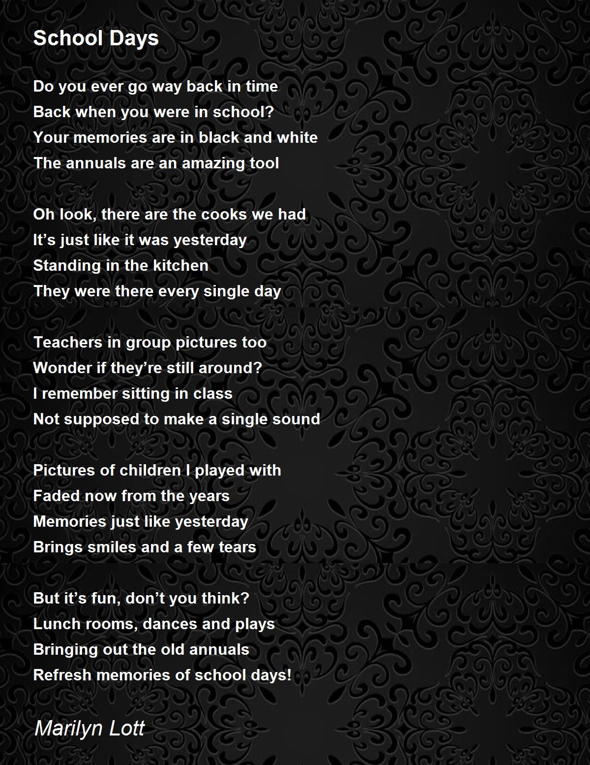 School Days Poem by Marilyn Lott - Poem Hunter