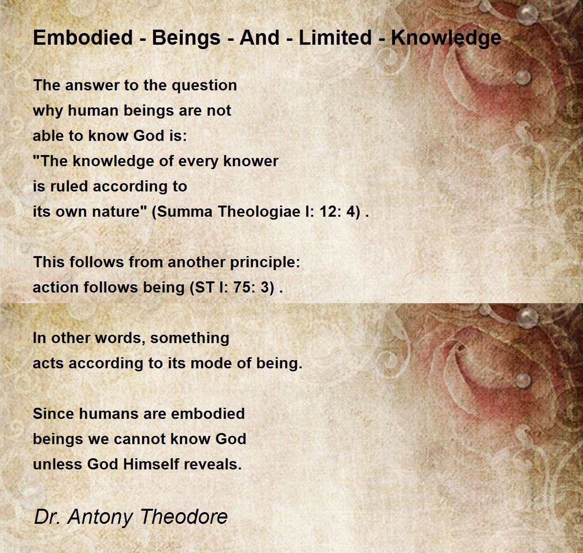 Embodied Beings And Limited Knowledge Embodied Beings And Limited Knowledge