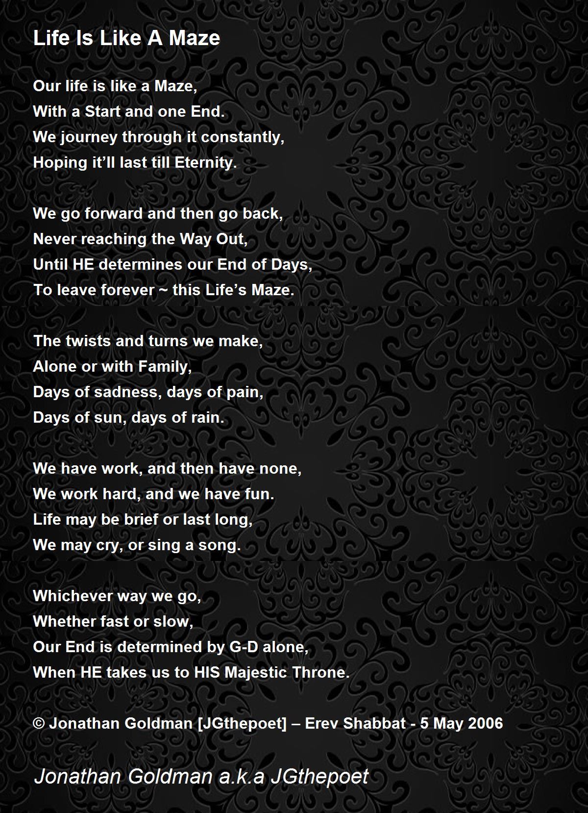 Life Is Like A Maze by Jonathan Goldman a.k.a JGthepoet - Life Is Like