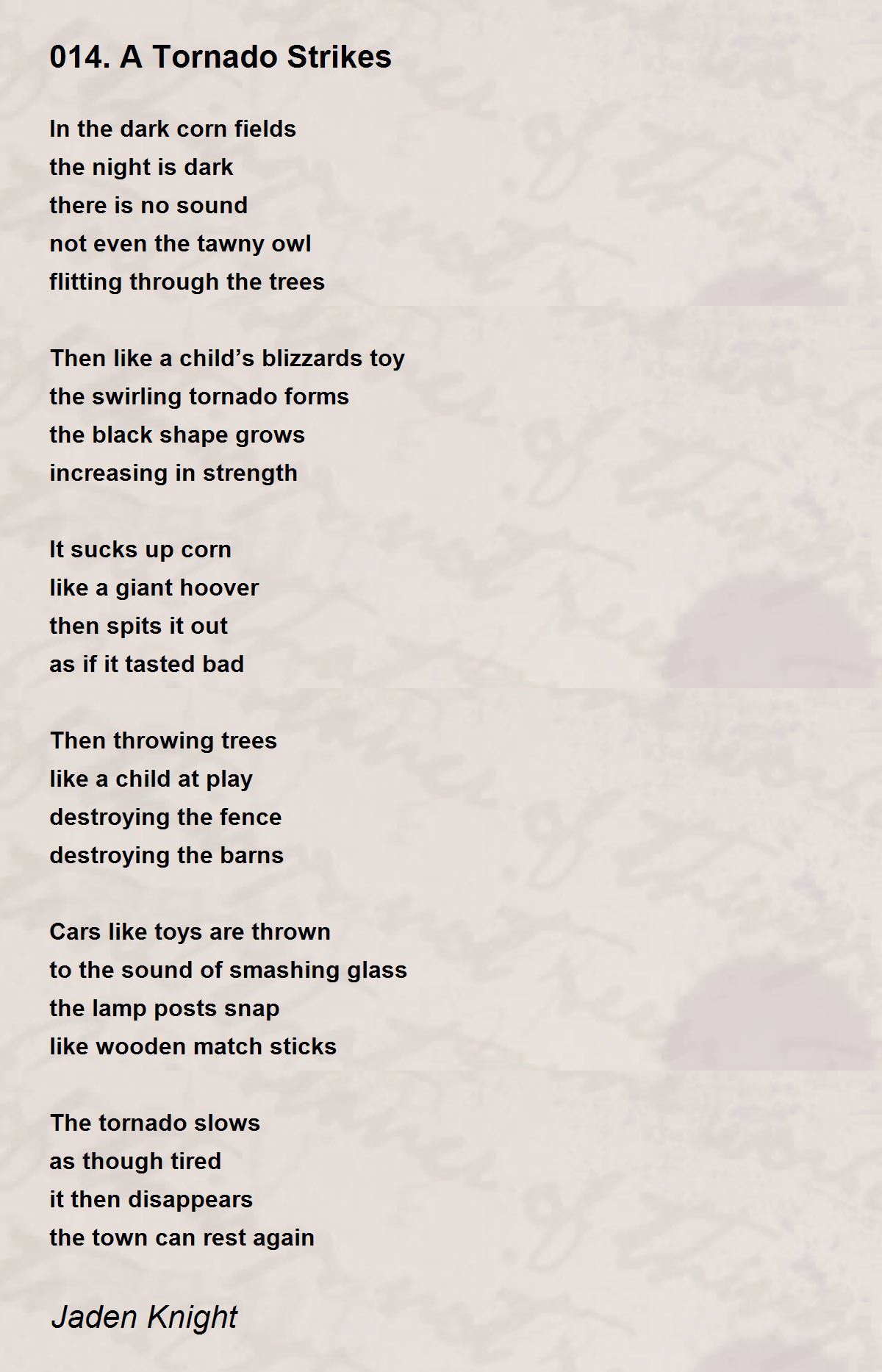 014. A Tornado Strikes Poem by Jaden Knight Poem Hunter