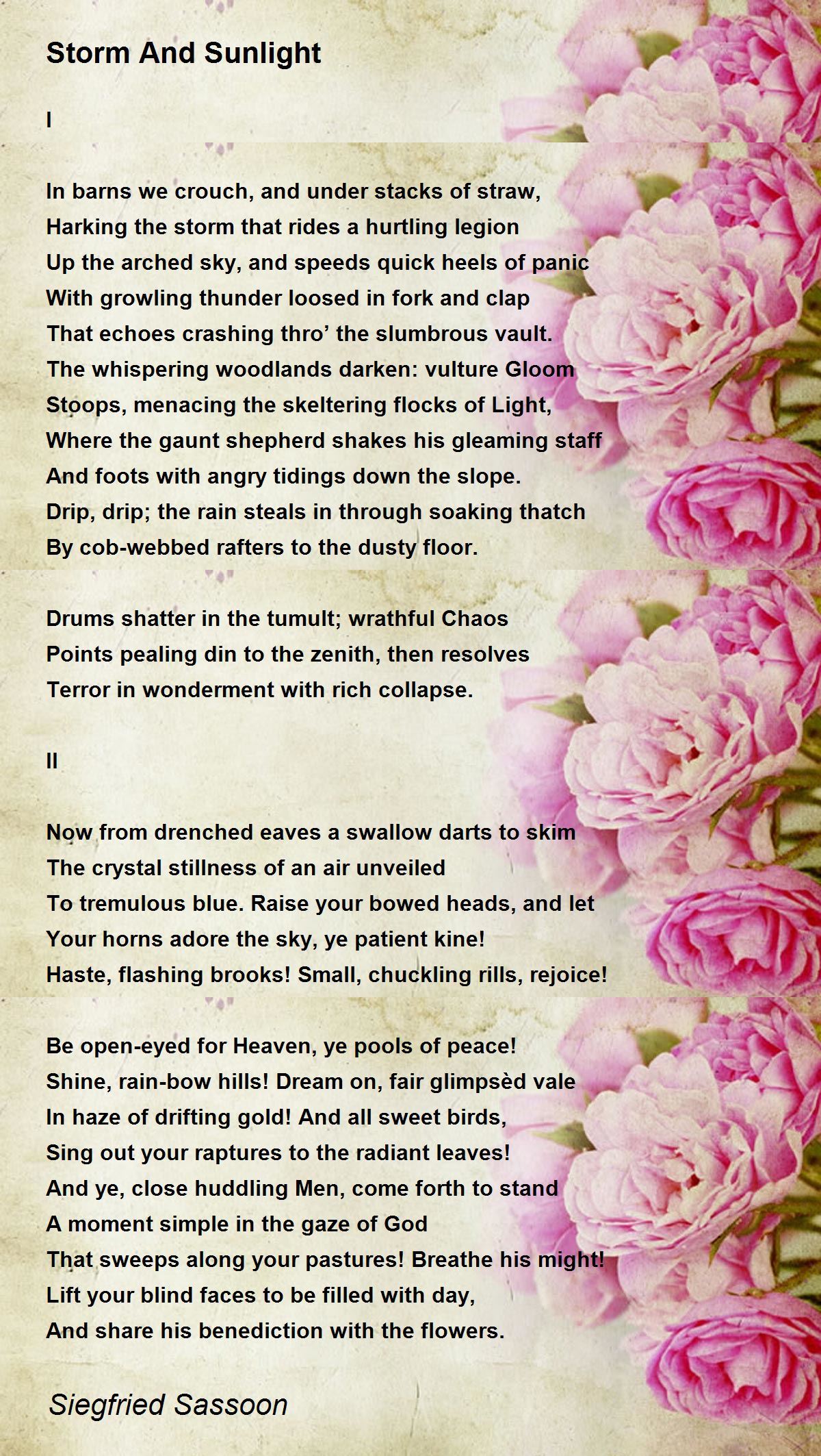 Storm And Sunlight Poem by Siegfried Sassoon - Poem Hunter 