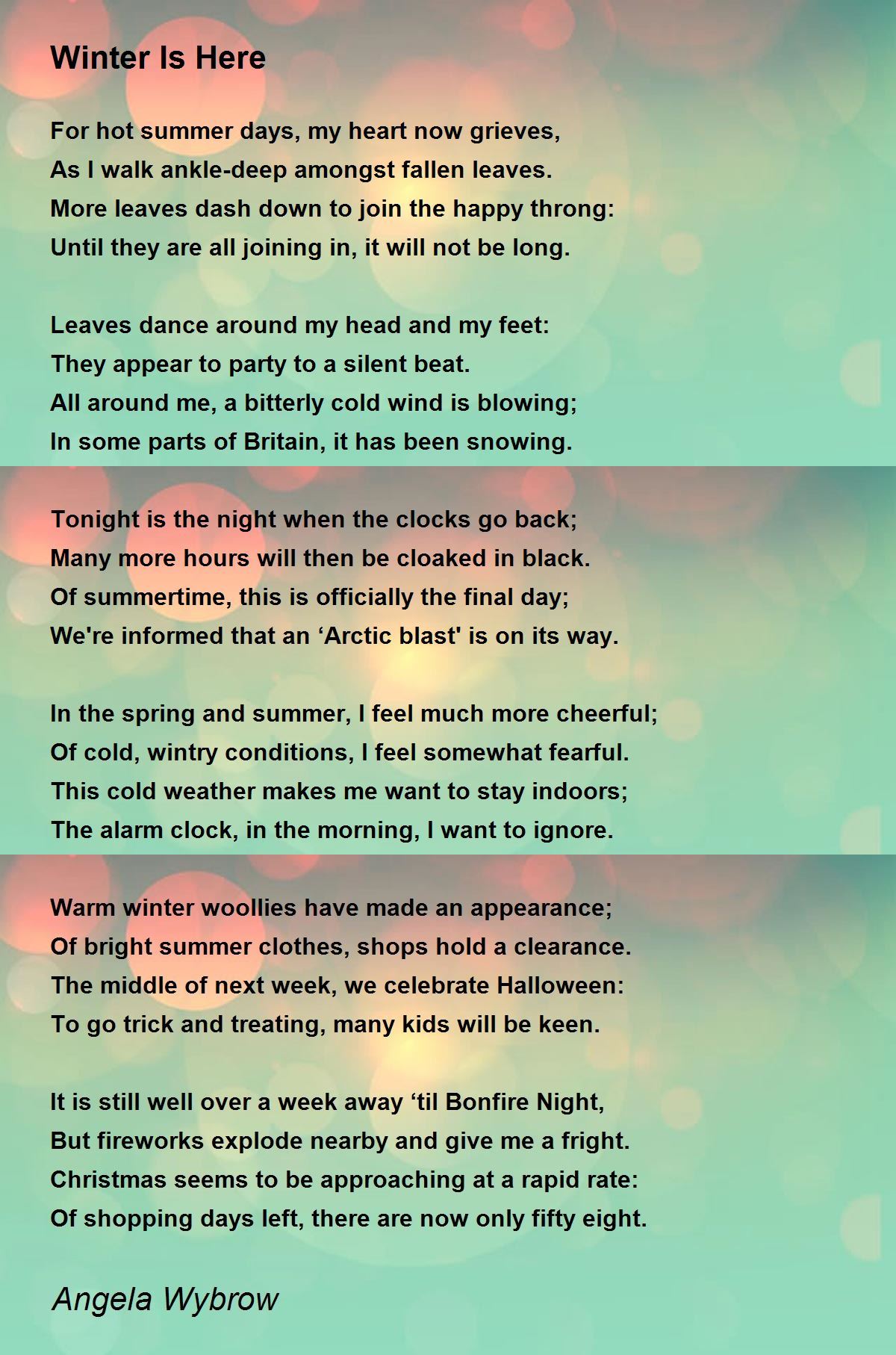 Winter Is Here Winter Is Here Poem by Angela Wybrow