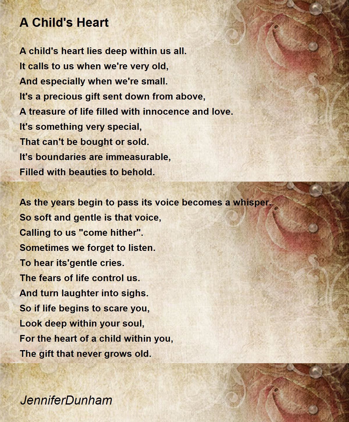A Child S Heart By Jenniferdunham A Child S Heart Poem