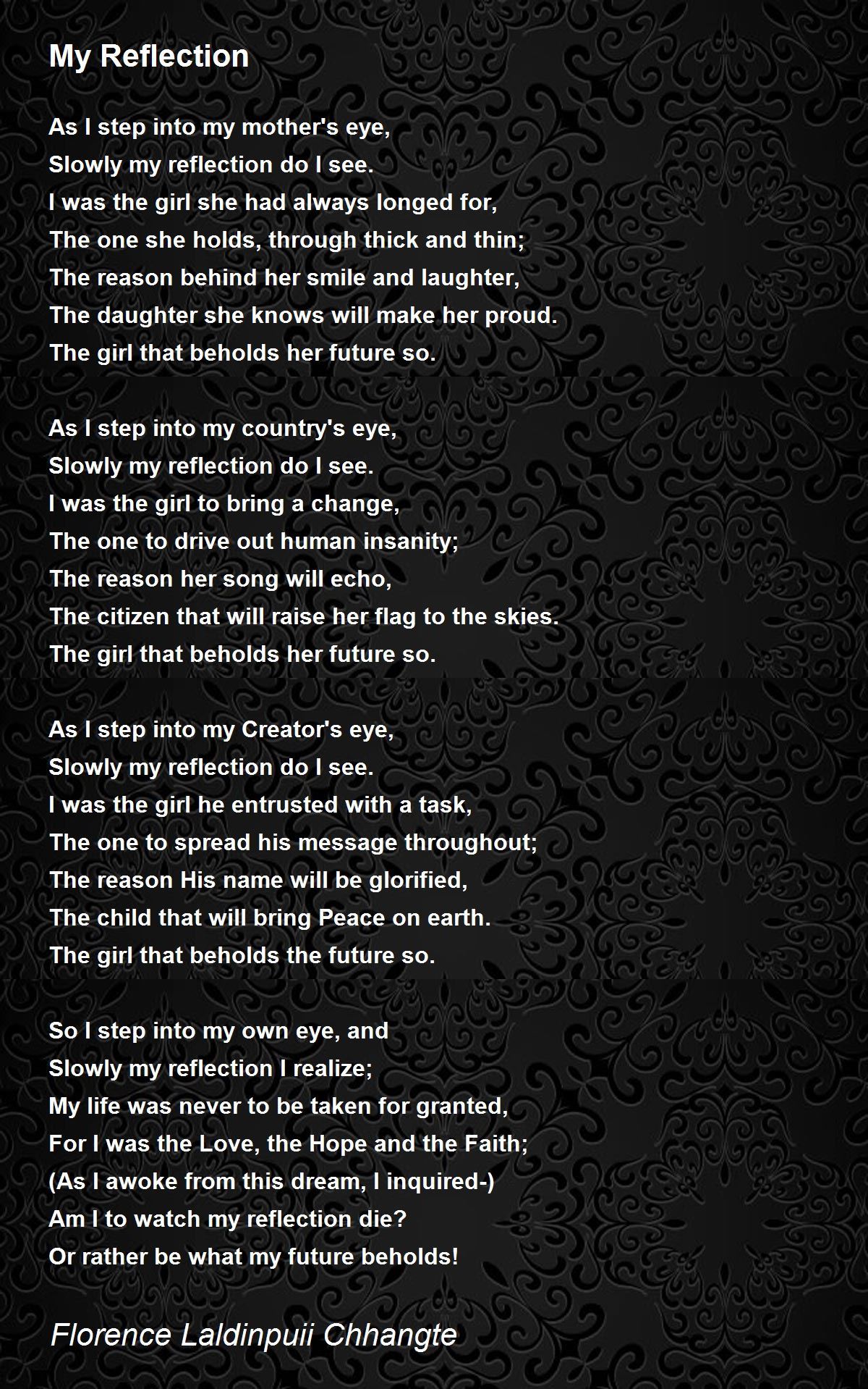 My Reflection My Reflection Poem by Florence Laldinpuii Chhangte