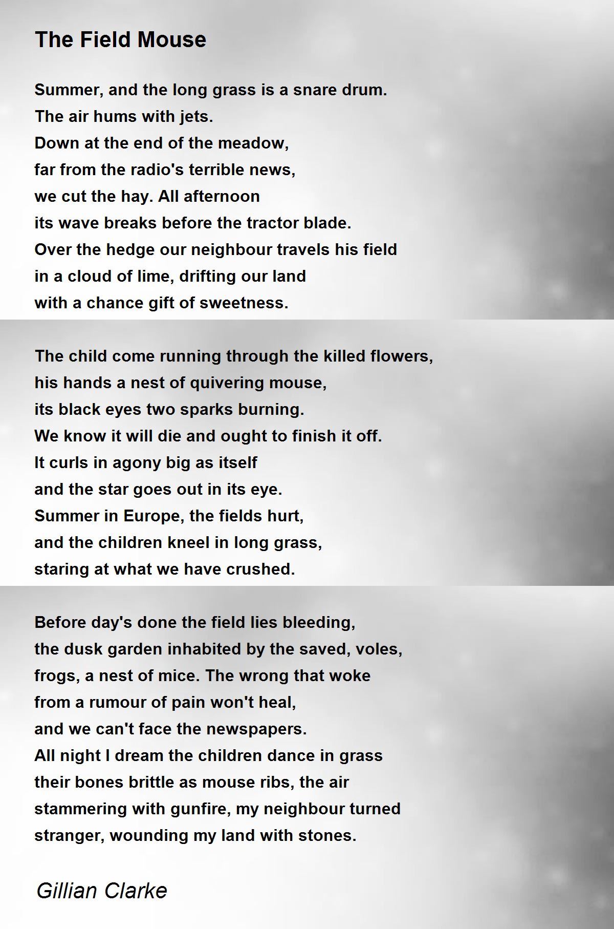 The Field Mouse The Field Mouse Poem by Gillian Clarke