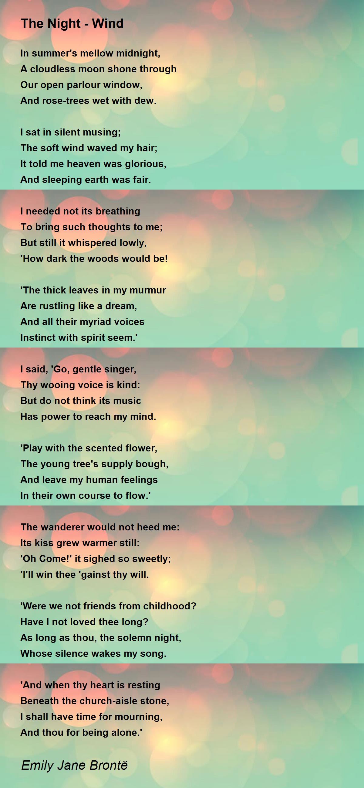 The Night - Wind Poem by Emily Jane Brontë - Poem Hunter