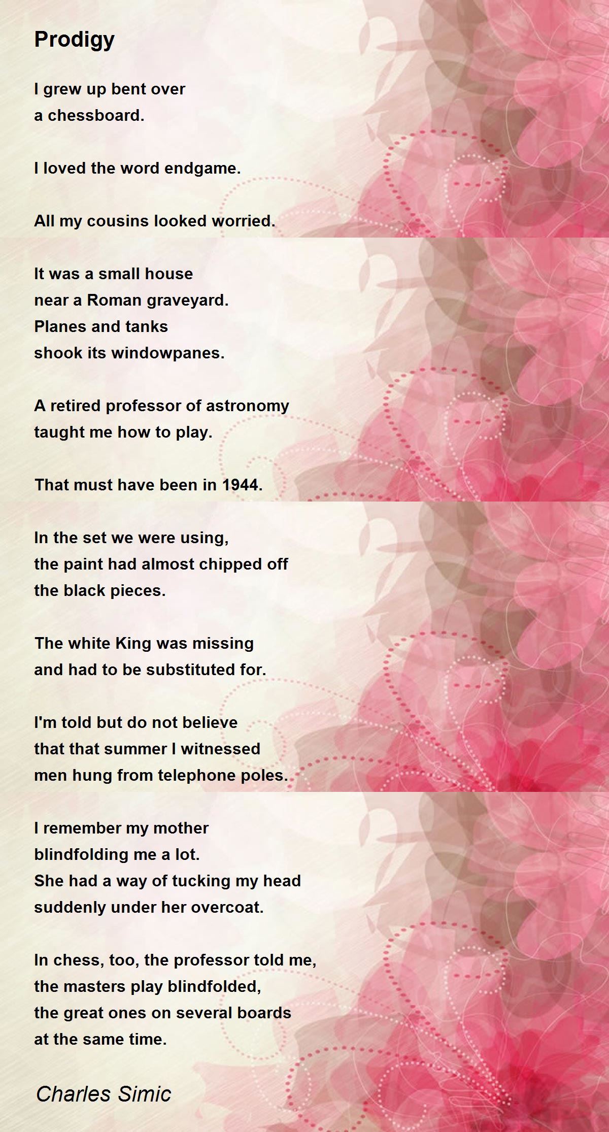 Prodigy Prodigy Poem by Charles Simic