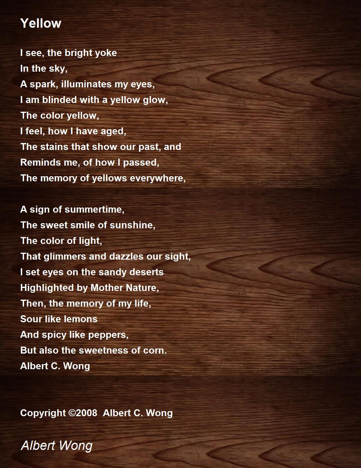 Yellow Poem by Albert Wong Poem Hunter