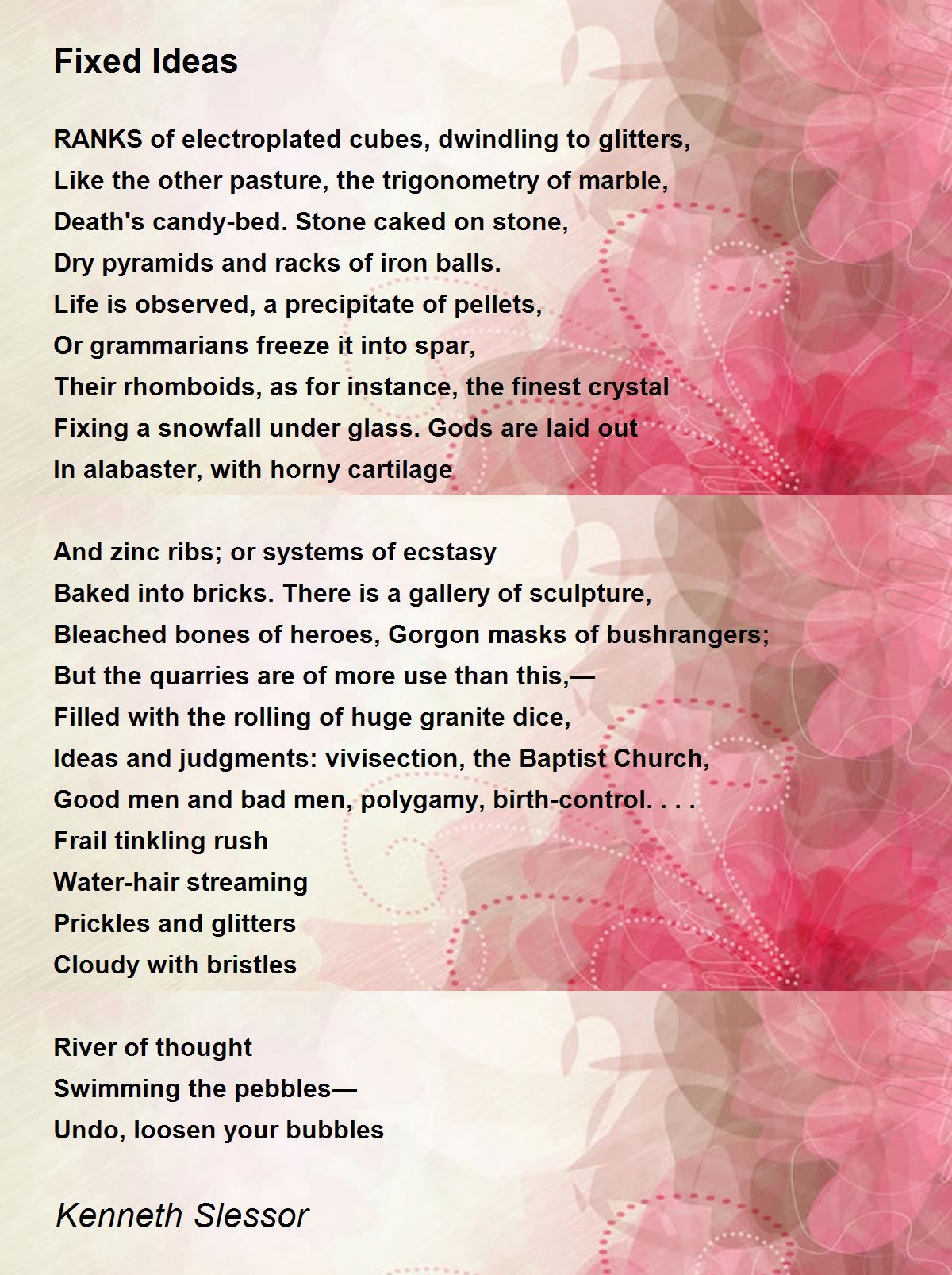 Fixed Ideas Poem by Kenneth Slessor - Poem Hunter