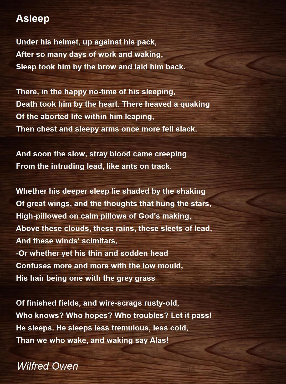 Asleep Poem by Wilfred Owen - Poem Hunter