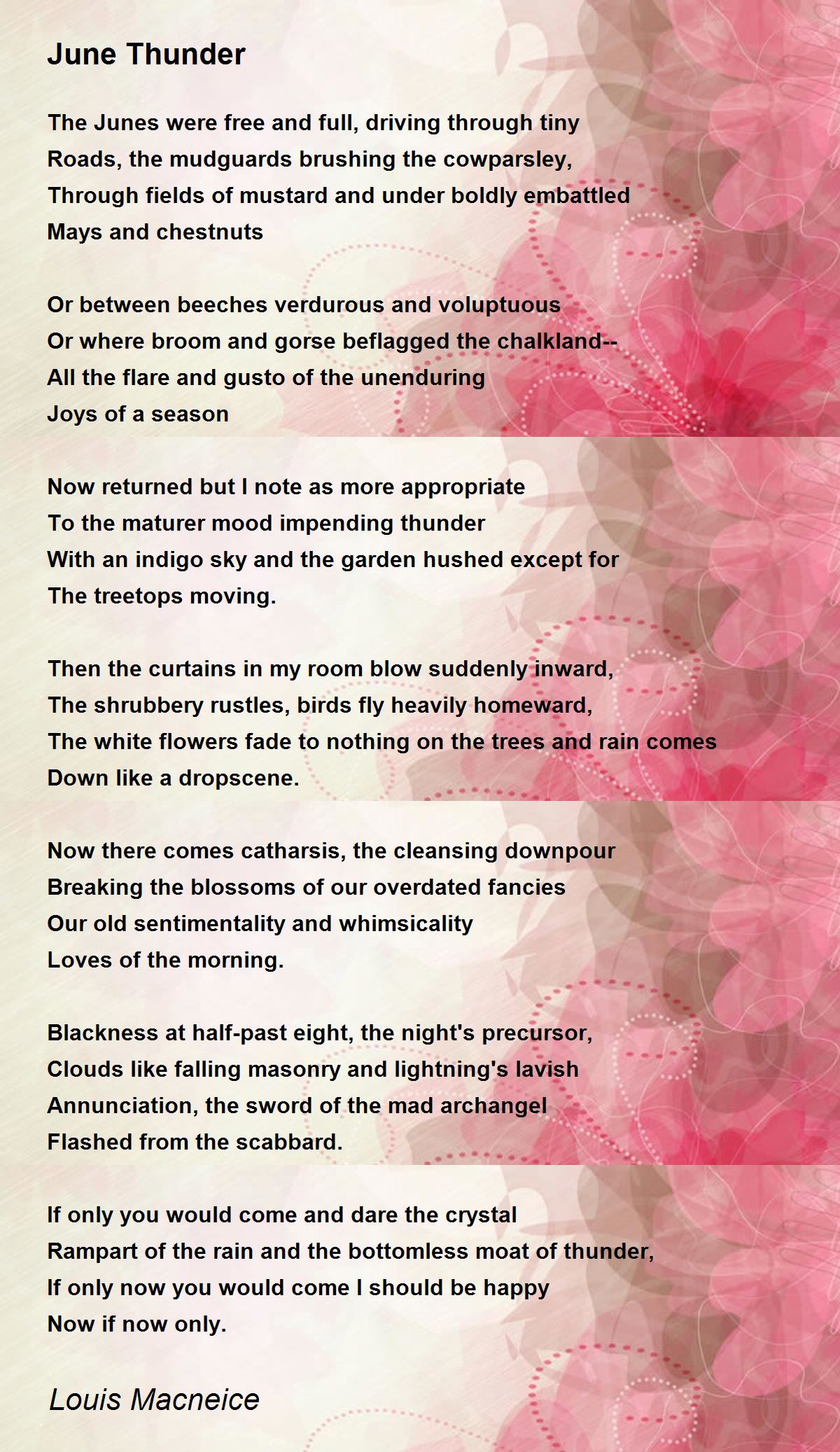 June Thunder Poem by Louis Macneice Poem Hunter