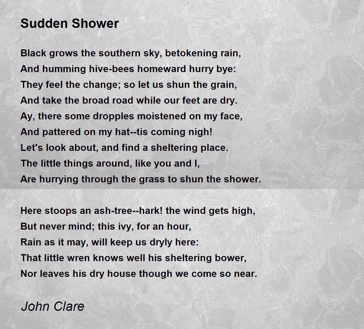 Sudden Shower Sudden Shower Poem by John Clare