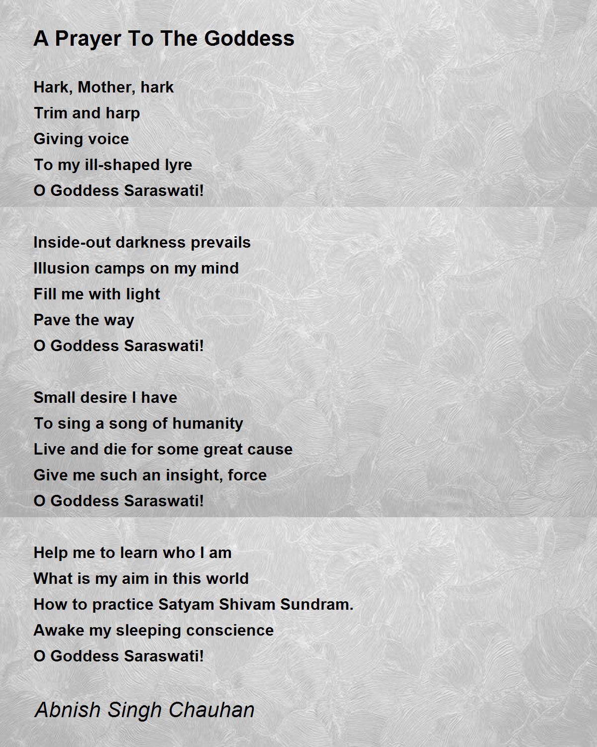 A Prayer To The Goddess by Abnish Singh Chauhan A Prayer To The