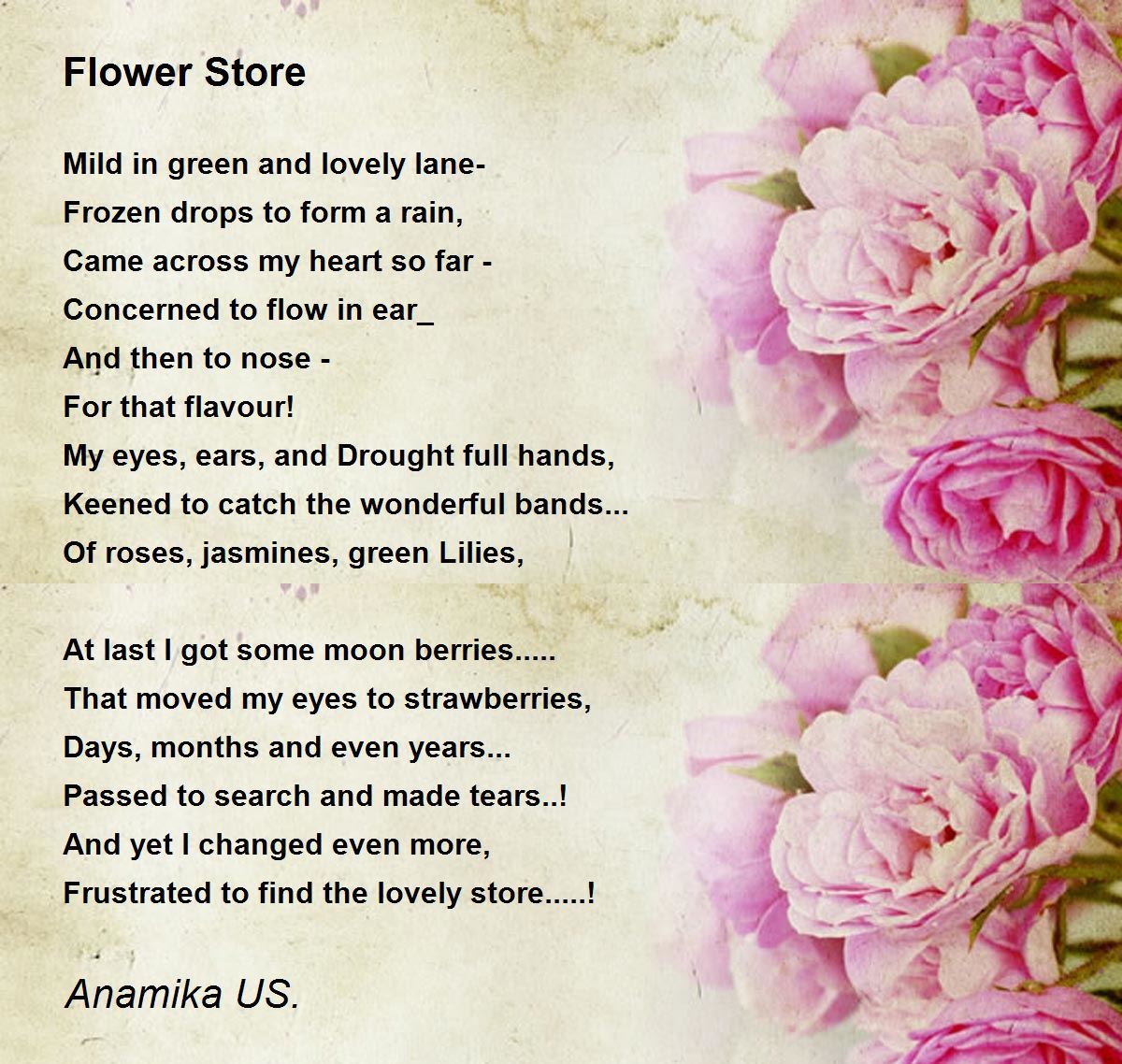 Flower Store by Anamika US. Flower Store Poem