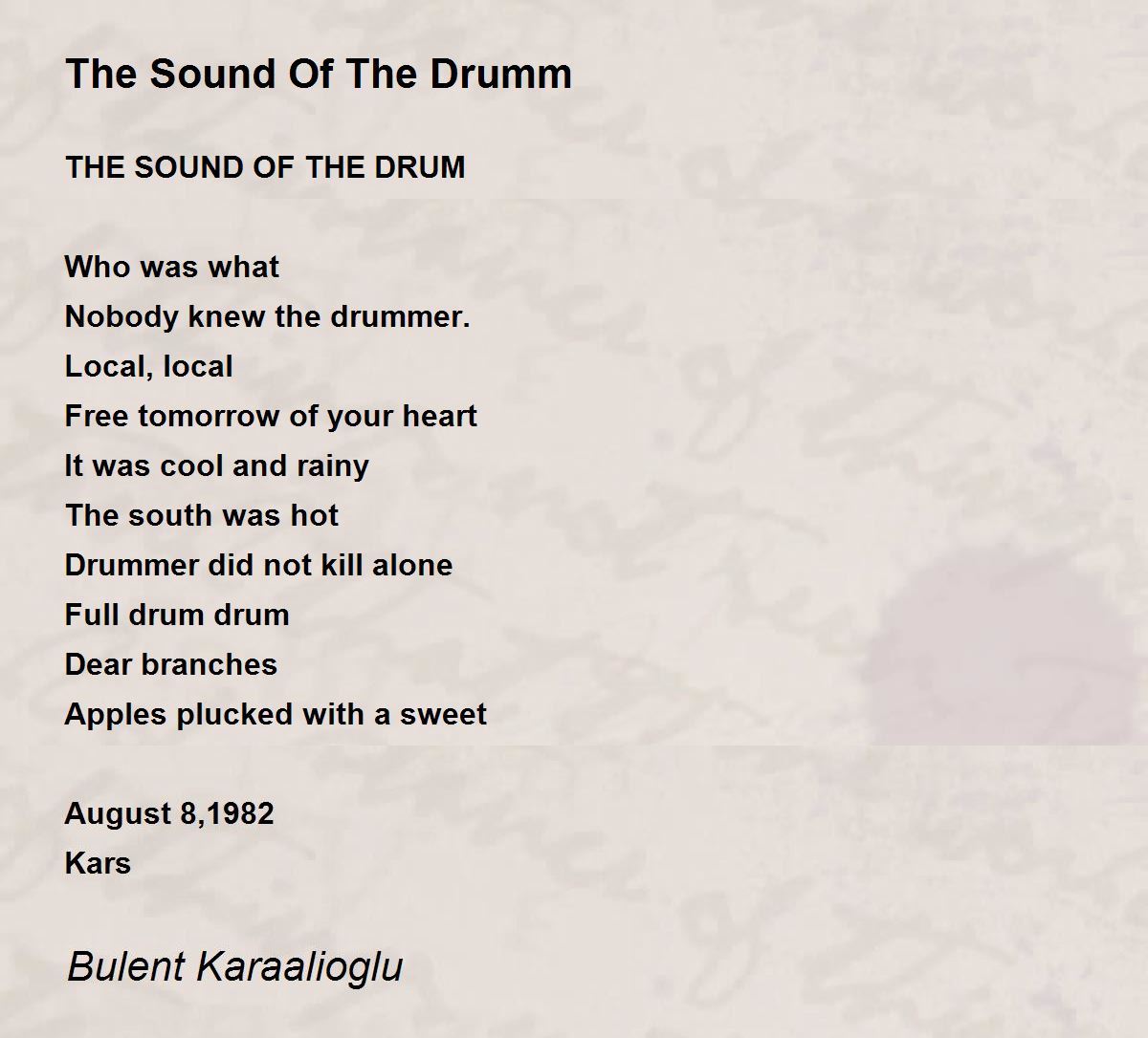 The Sound Of The Drumm The Sound Of The Drumm Poem by Bulent Karaalioglu