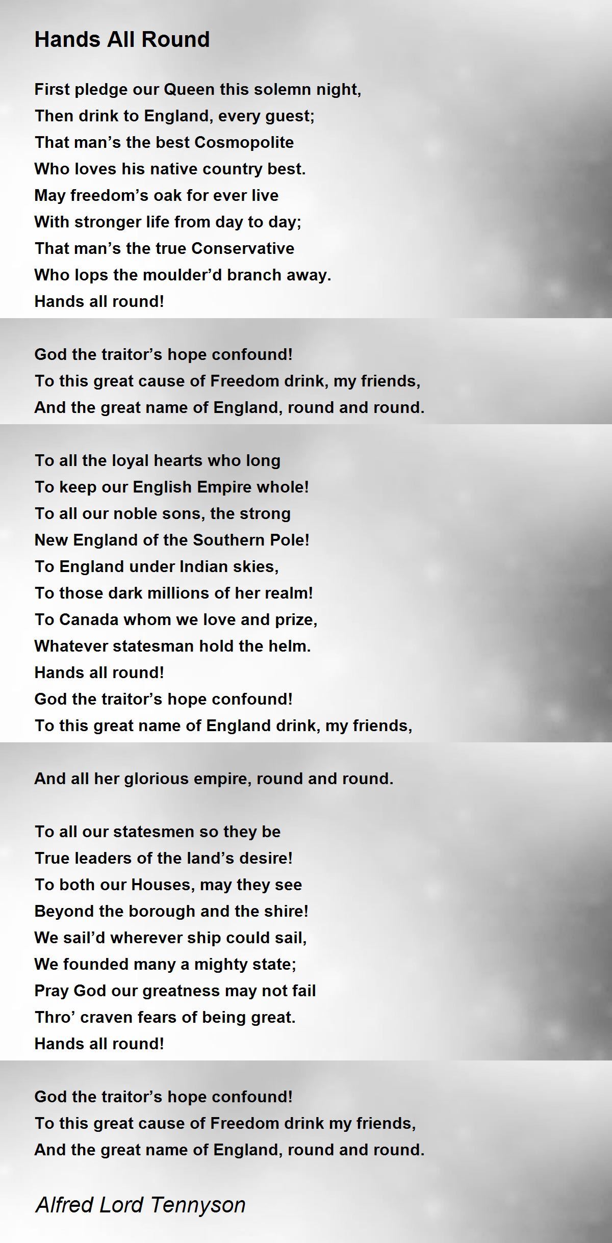 Hands All Round Poem by Alfred Lord Tennyson Poem Hunter