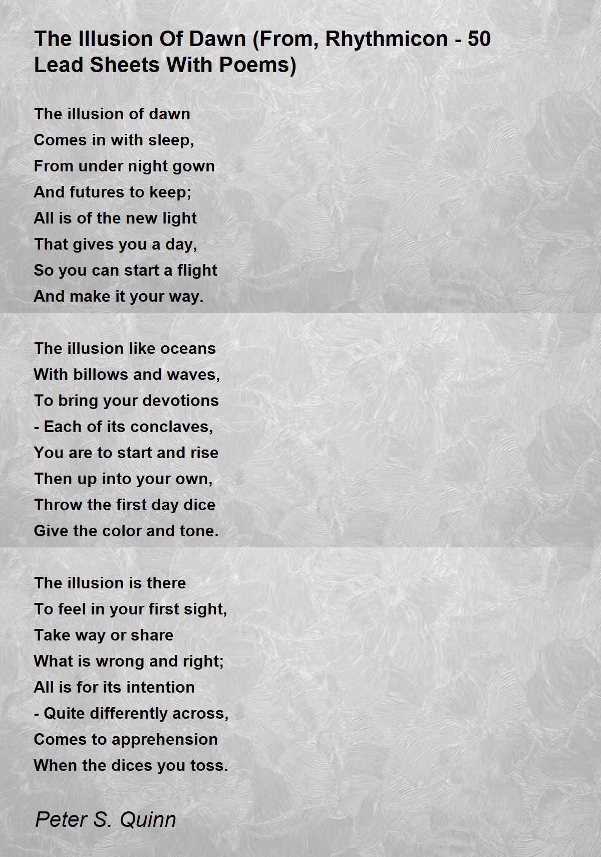 The Illusion Of Dawn (From, Rhythmicon 50 Lead Sheets With Poems