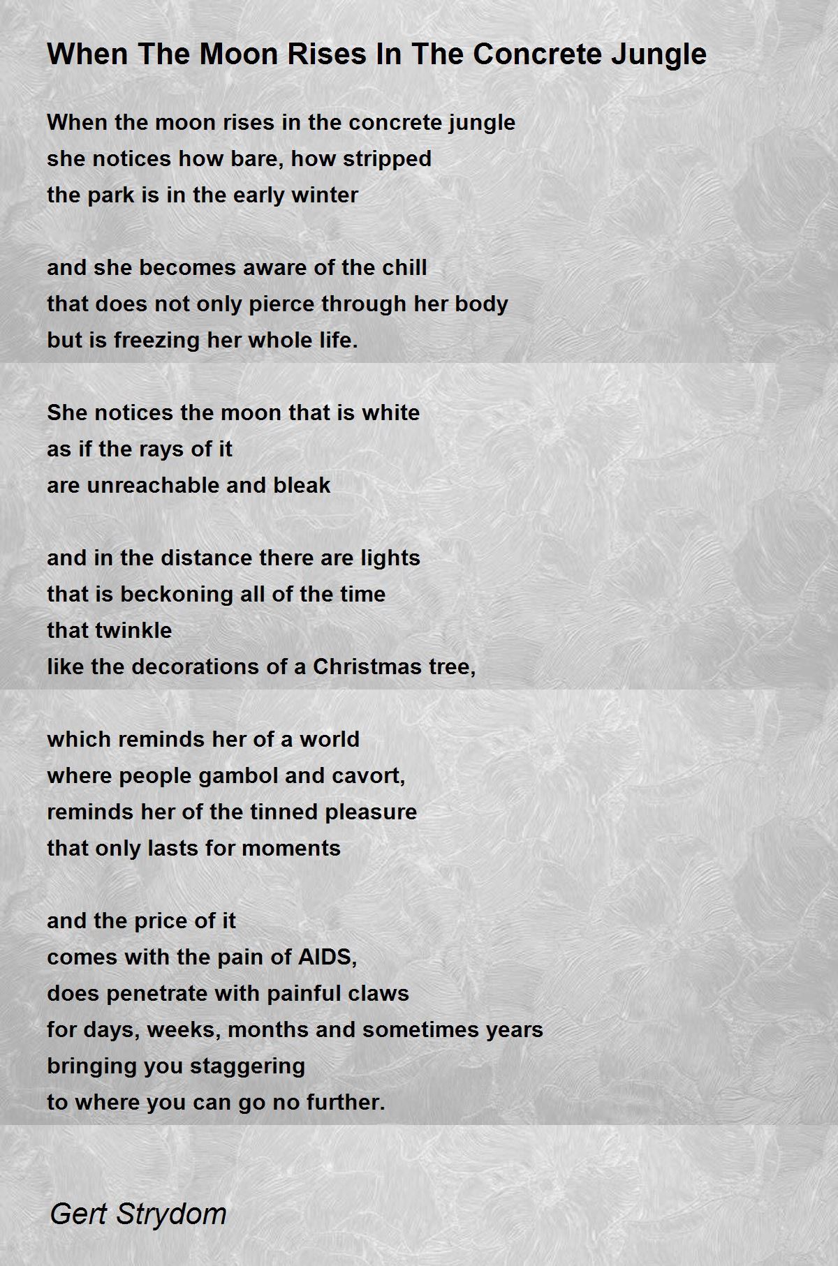 When The Moon Rises In The Concrete Jungle by Gert Strydom When The