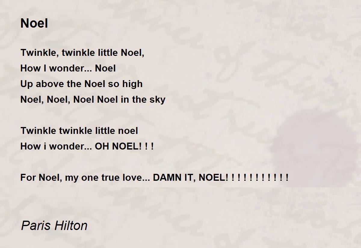 Noel Noel Poem by Paris Hilton
