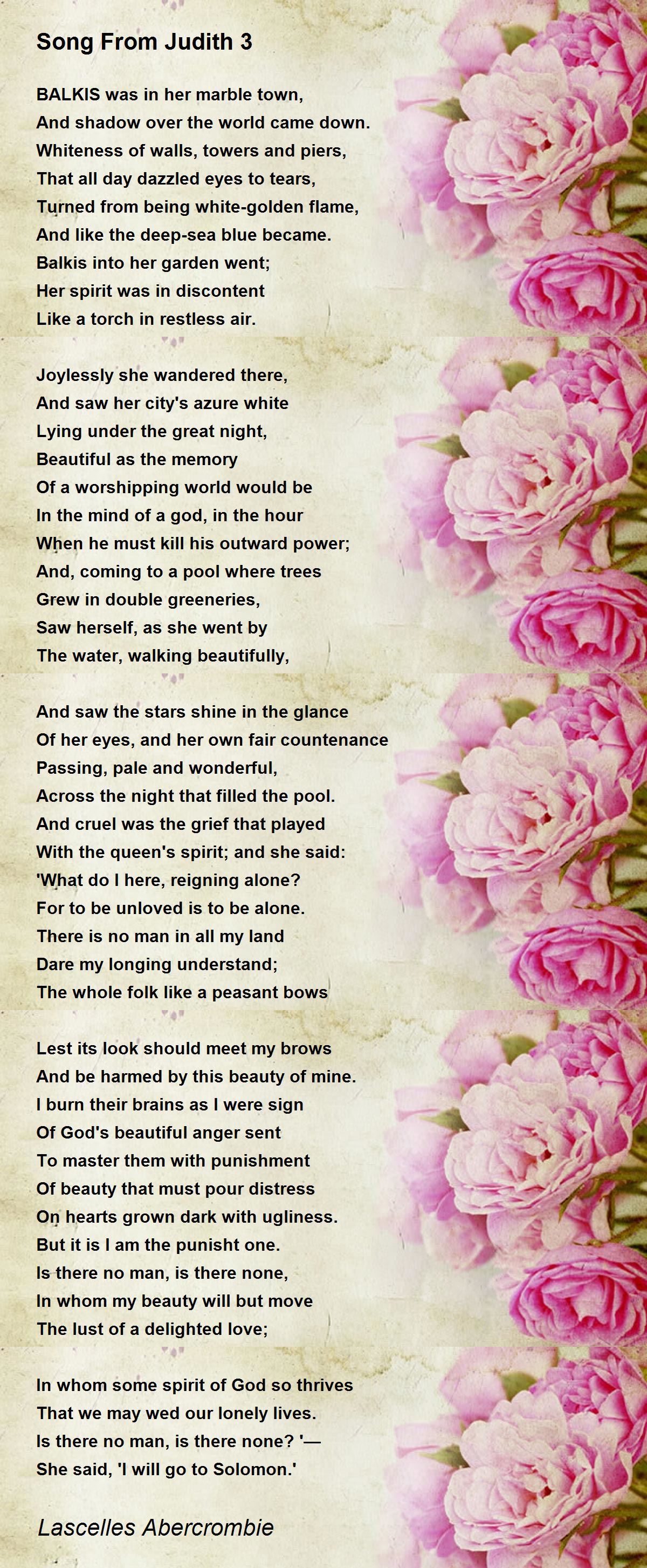 Song From Judith 3 Song From Judith 3 Poem by Lascelles Abercrombie