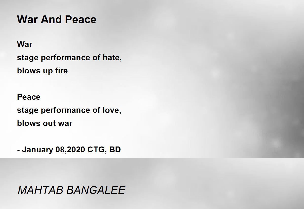 War-and-peace Poems - Poems For War-and-peace Poems - Poem Hunter