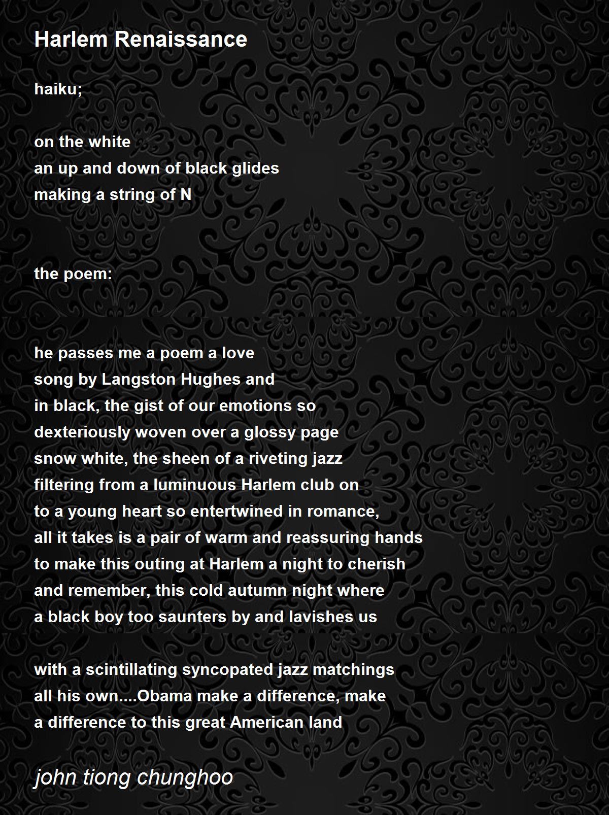 Harlem Renaissance Poem by john tiong chunghoo - Poem Hunter