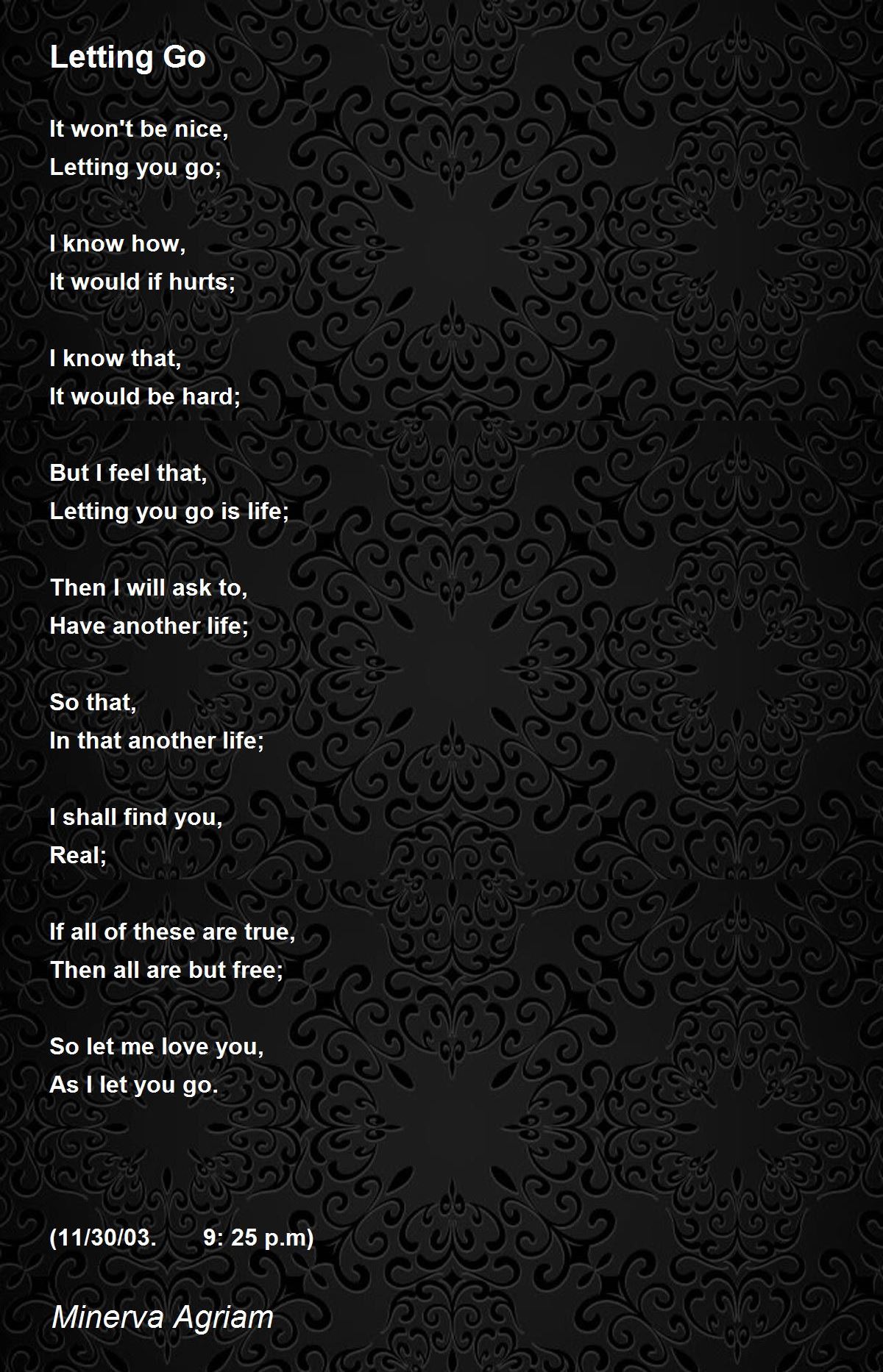 Letting Go Poem by Minerva Agriam Poem Hunter