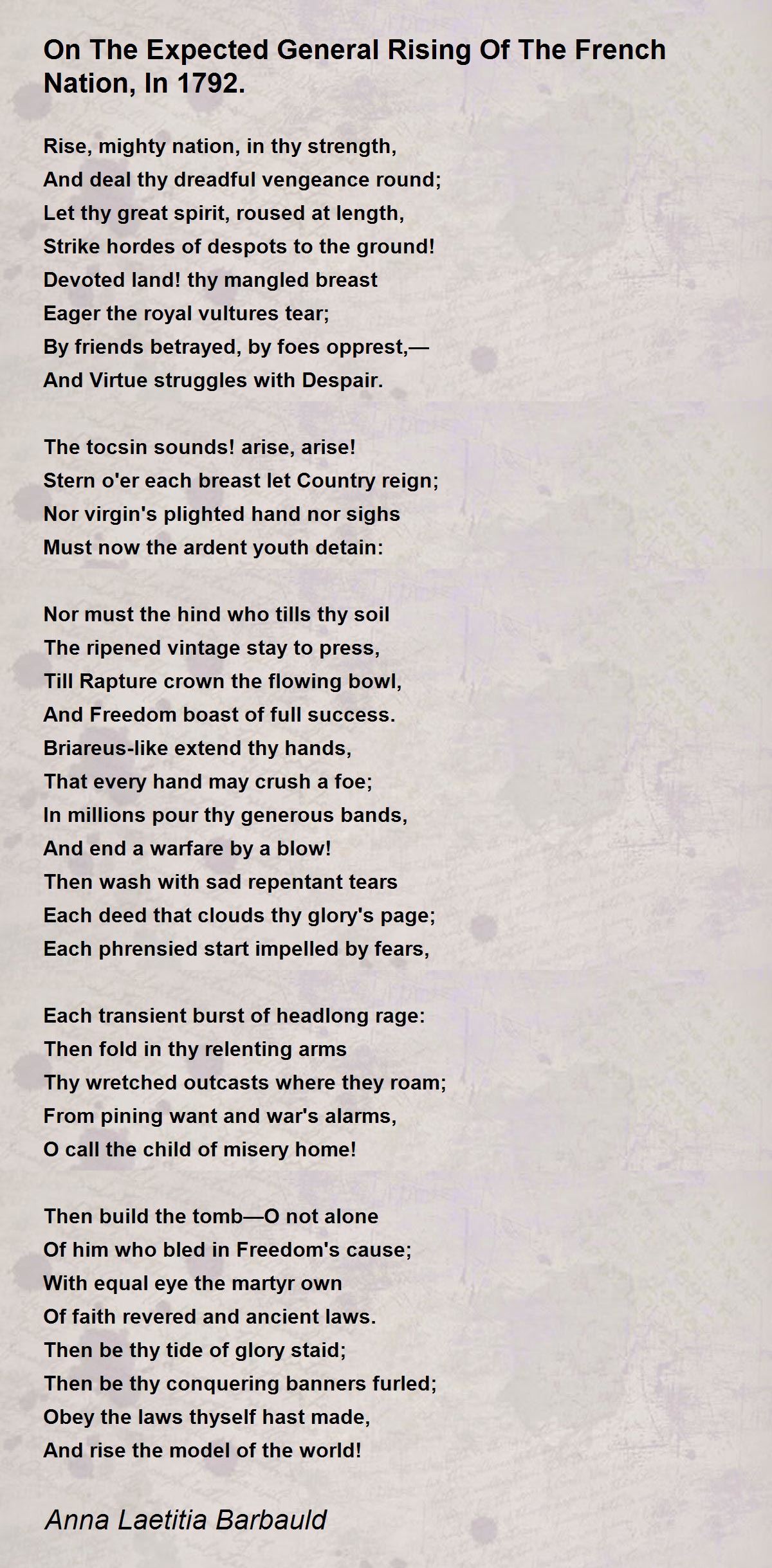 On The Expected General Rising Of The French Nation, In 1792. On The