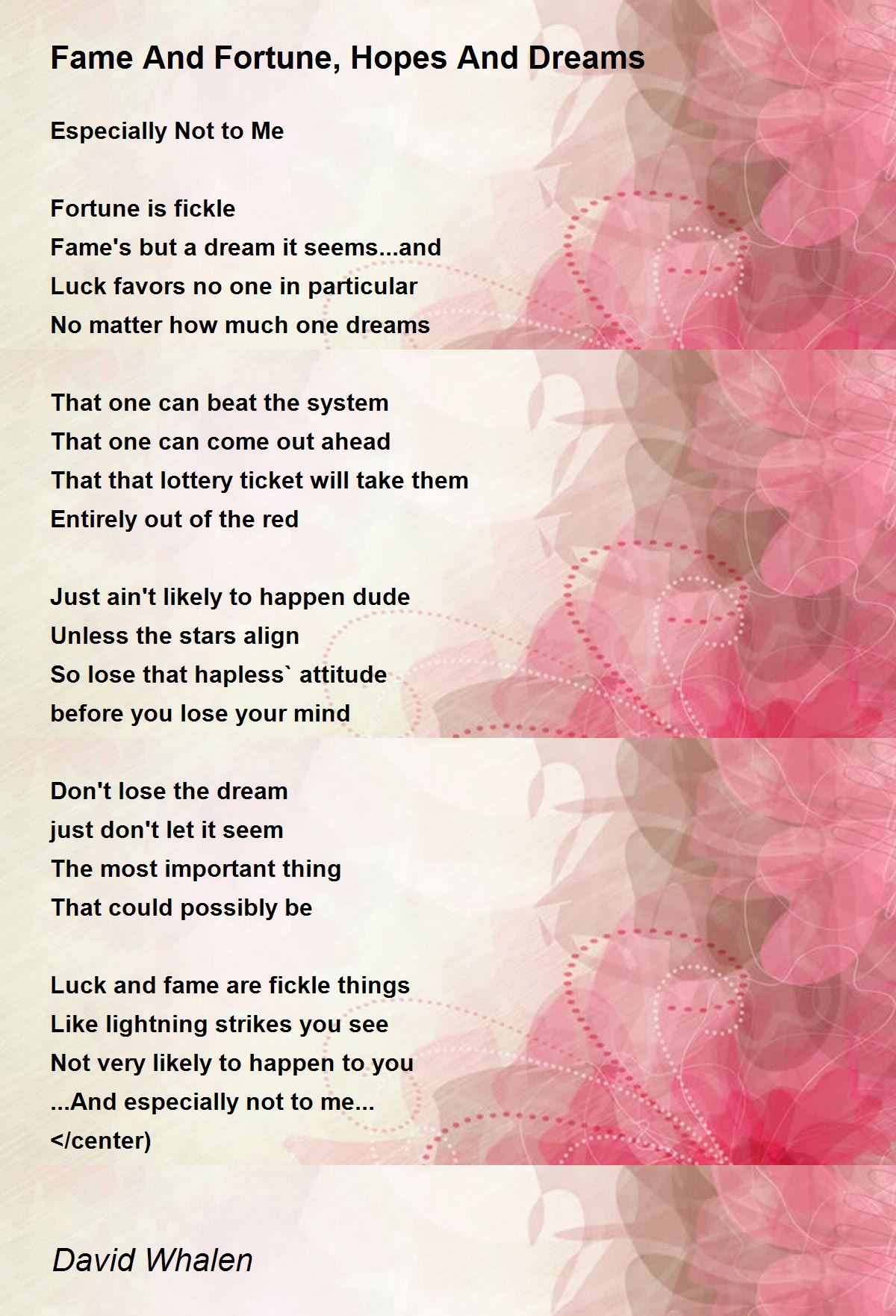 Fame And Fortune, Hopes And Dreams Fame And Fortune, Hopes And Dreams