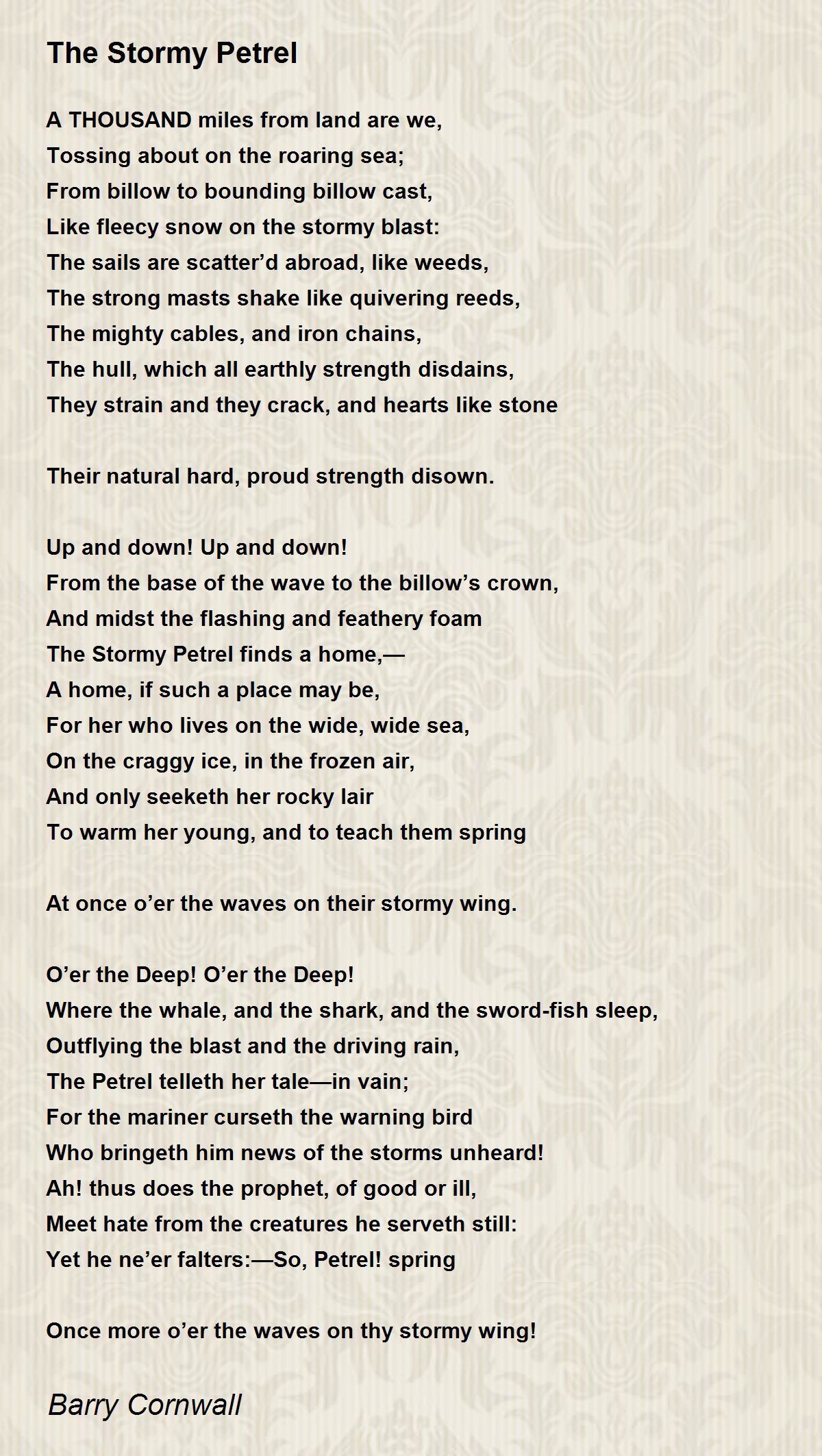 The Stormy Petrel Poem by Barry Cornwall - Poem Hunter