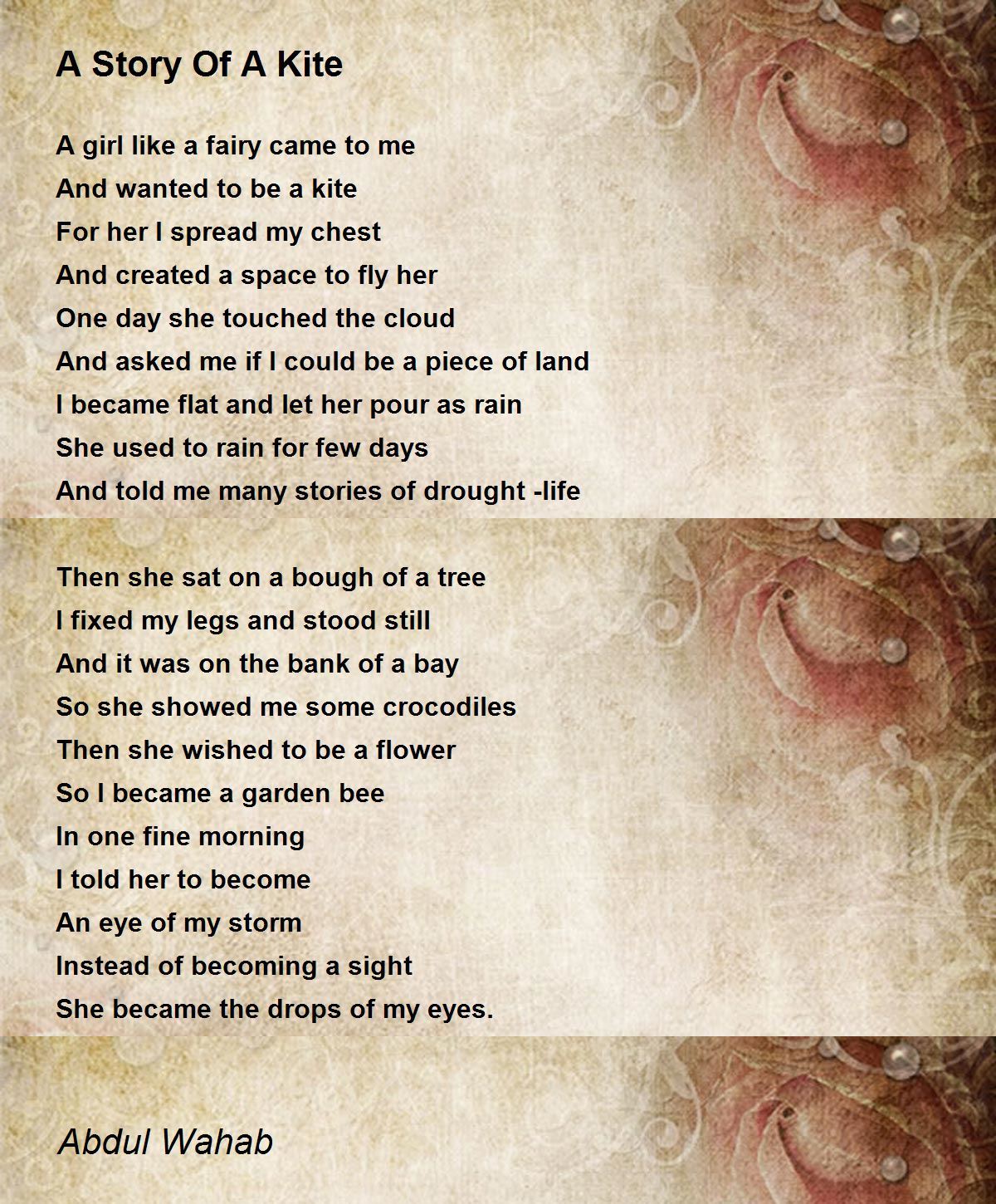 A Story Of A Kite by Abdul Wahab A Story Of A Kite Poem