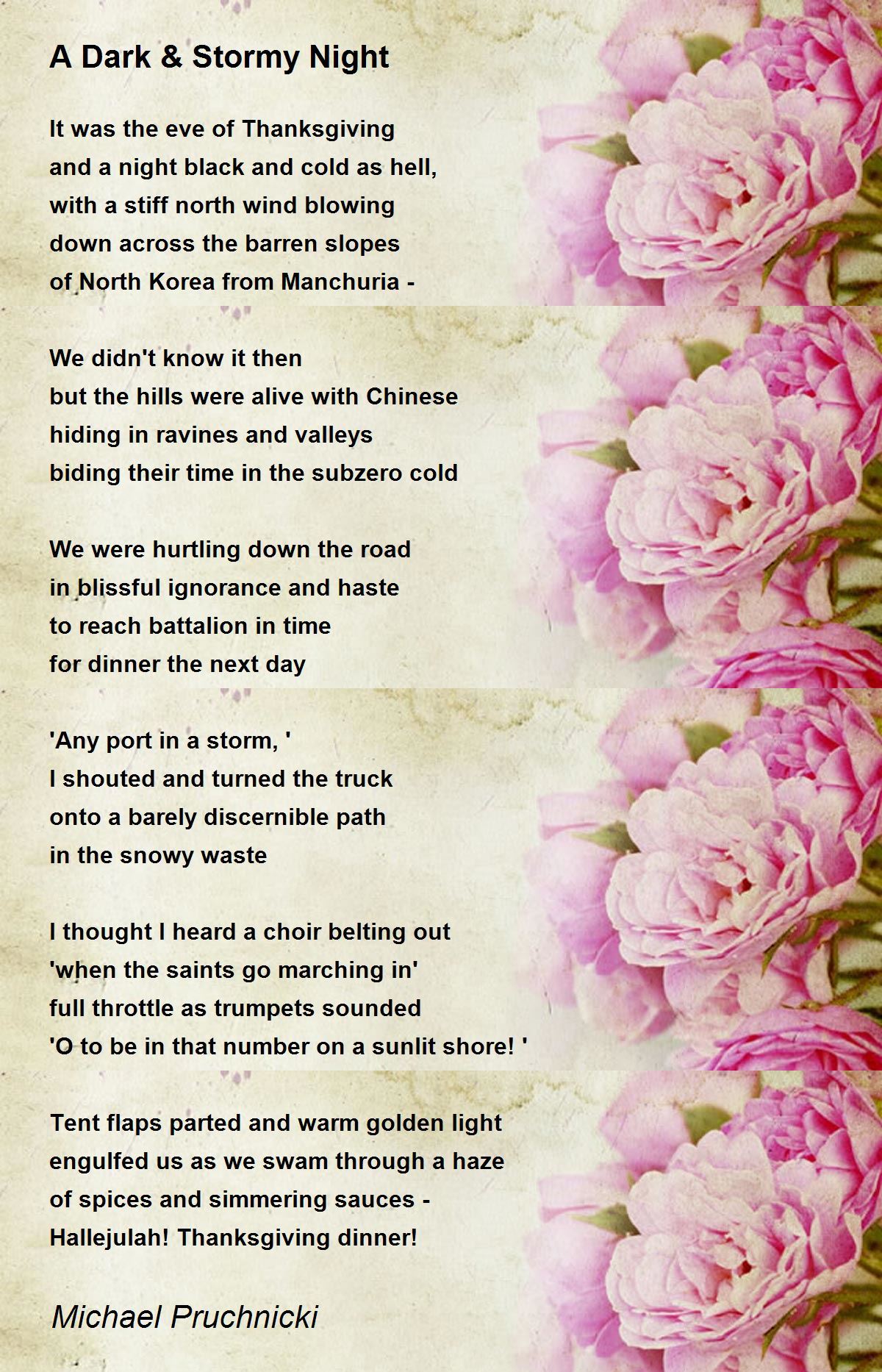 A Dark & Stormy Night Poem by Michael Pruchnicki Poem Hunter